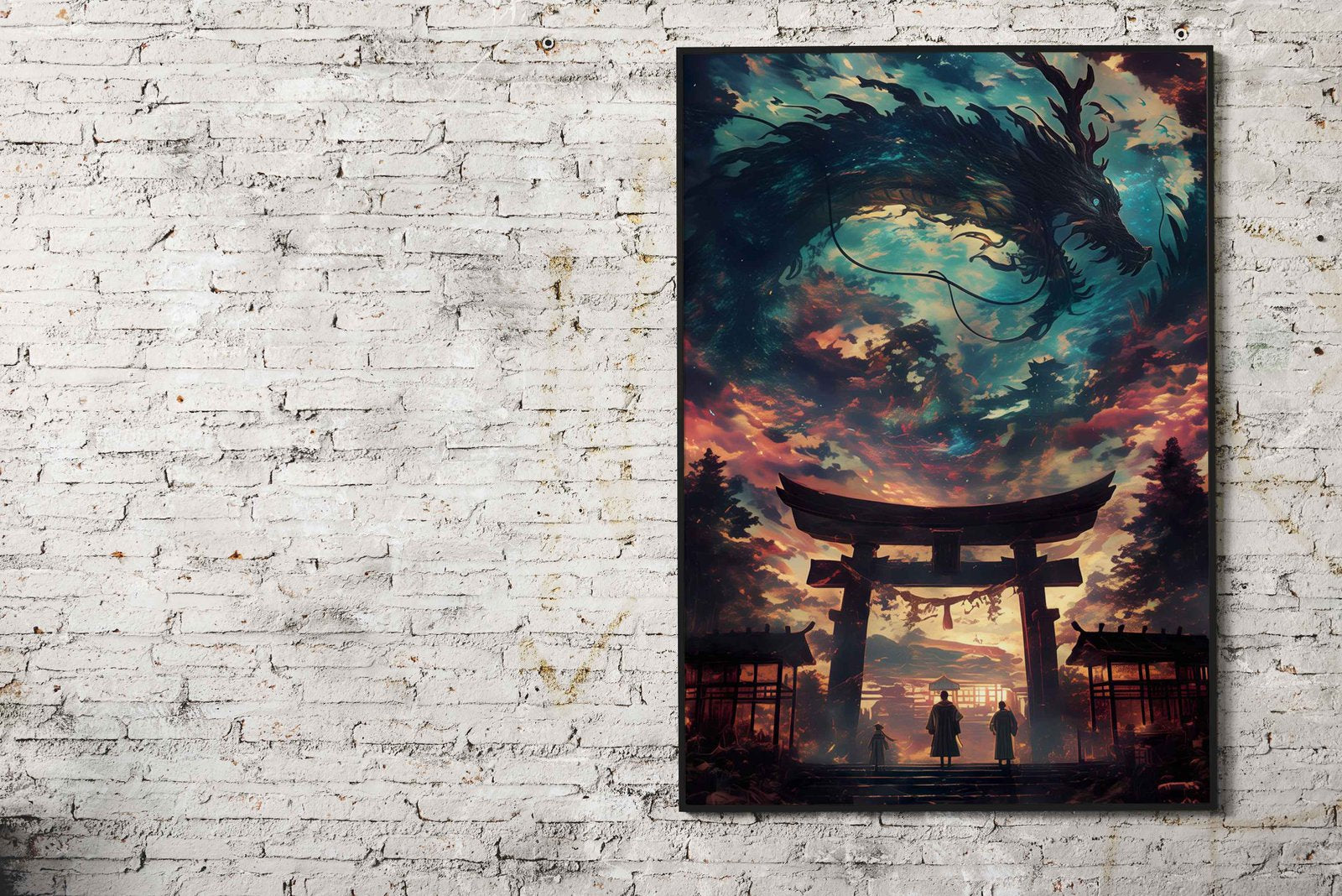 Mystical Dragon Torii Gate Asian Style Poster |  Wall Art for Home & Office | High-Quality Print - High-Quality Visual Display