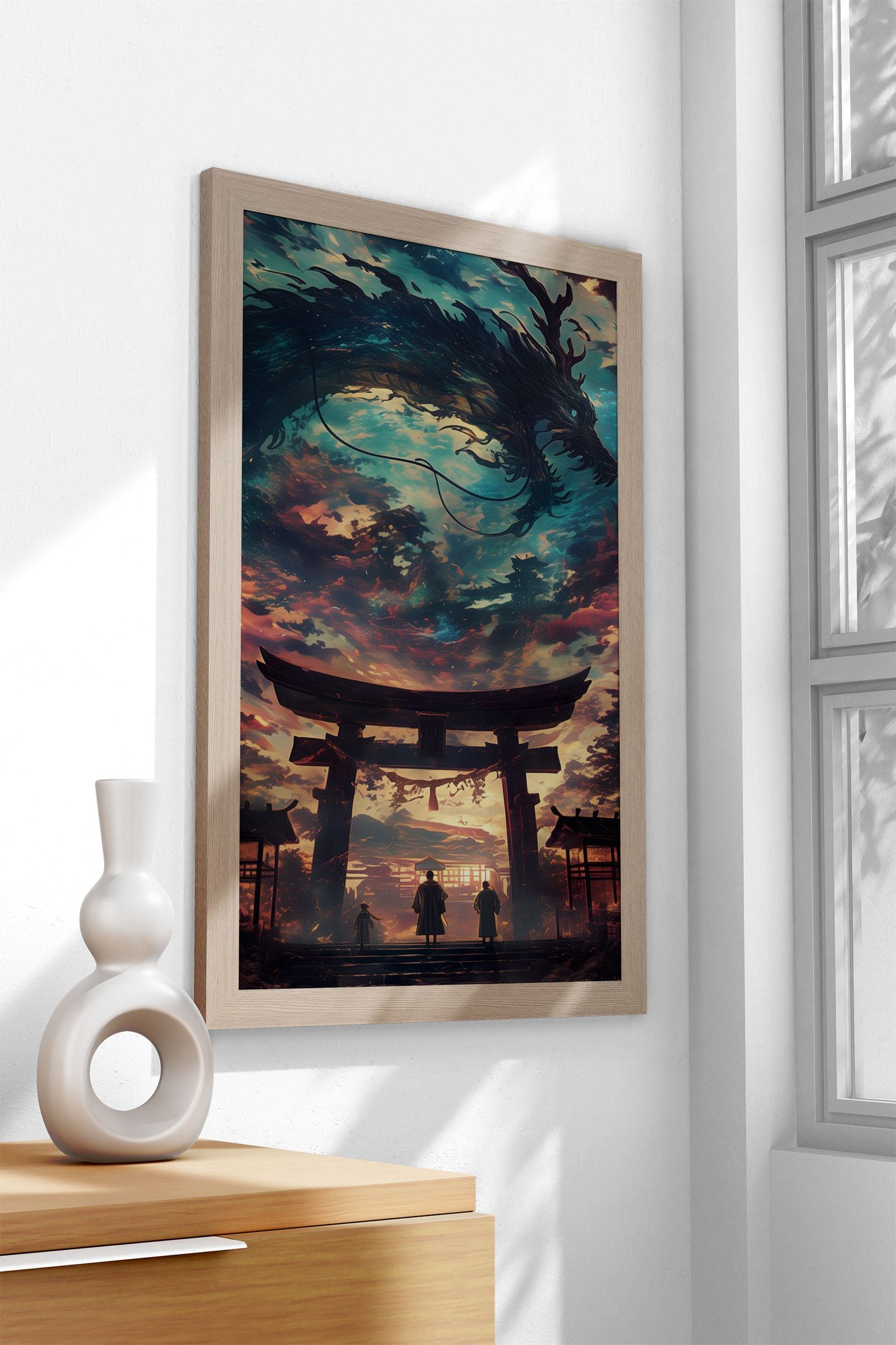 Mystical Dragon Torii Gate Asian Style Poster |  Wall Art for Home & Office | High-Quality Print - High-Quality Visual Display