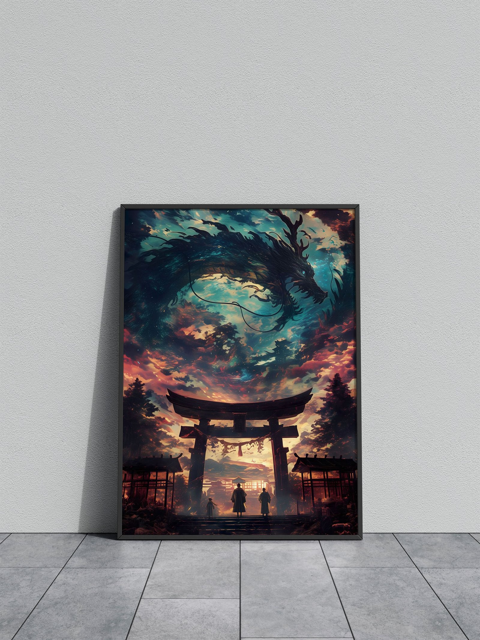Mystical Dragon Torii Gate Asian Style Poster |  Wall Art for Home & Office | High-Quality Print - High-Quality Visual Display