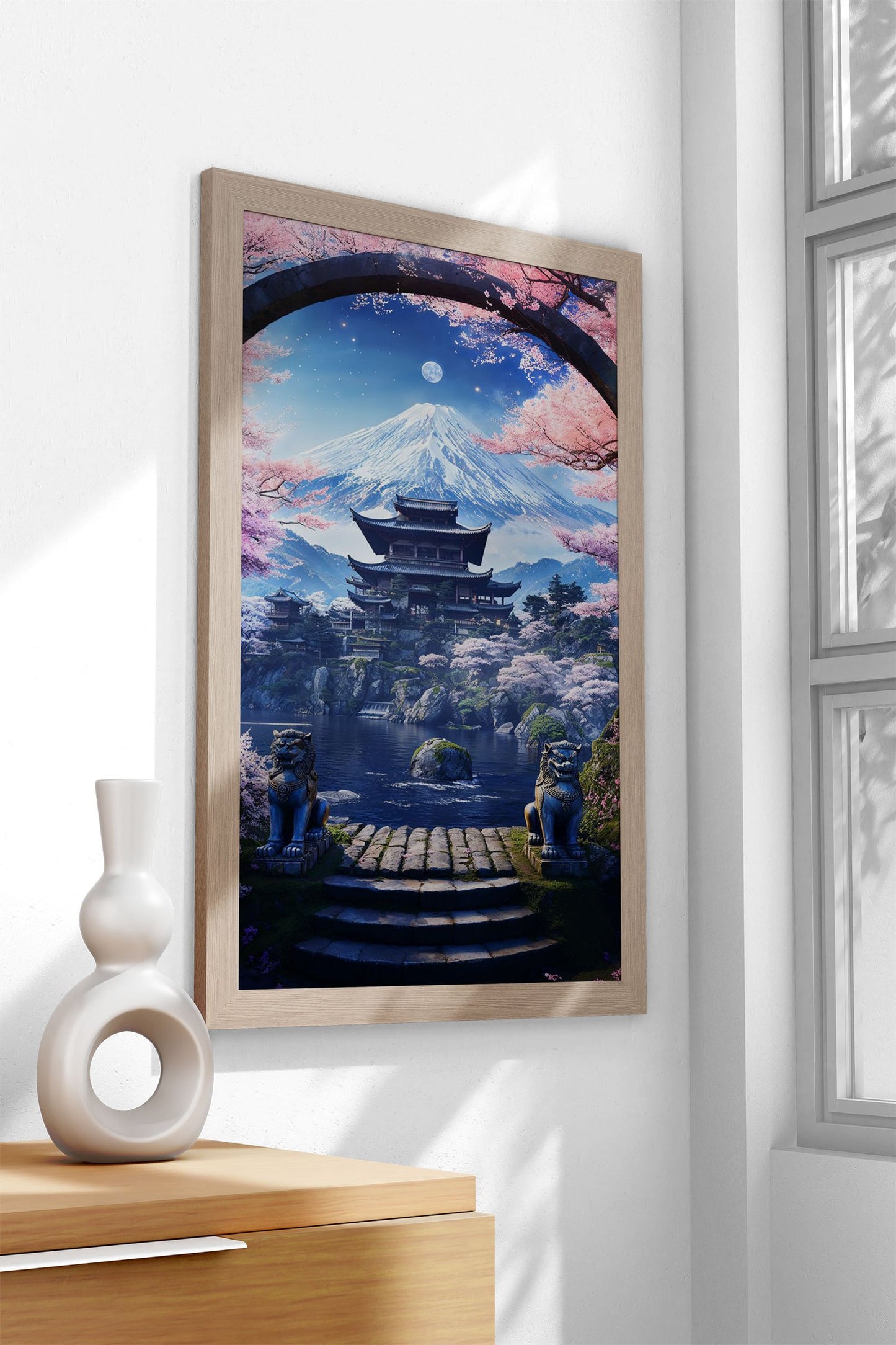 Mystical Moon Temple Asian Style Poster | Wa ll Art for Home & Office | High-Quality Print - High-Quality Visual Display