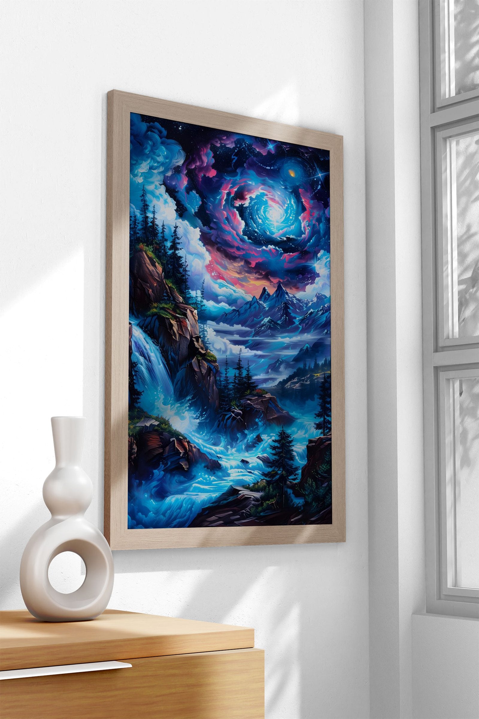 Mystical Waterfall Landscape Asian Style Post er | Wall Art for Home & Office | High-Quality Print - High-Quality Visual Display