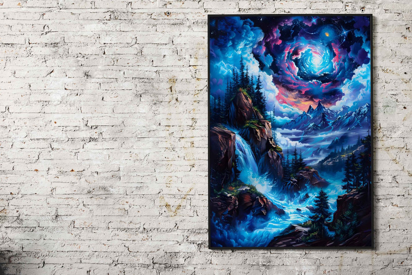 Mystical Waterfall Landscape Asian Style Post er | Wall Art for Home & Office | High-Quality Print - High-Quality Visual Display