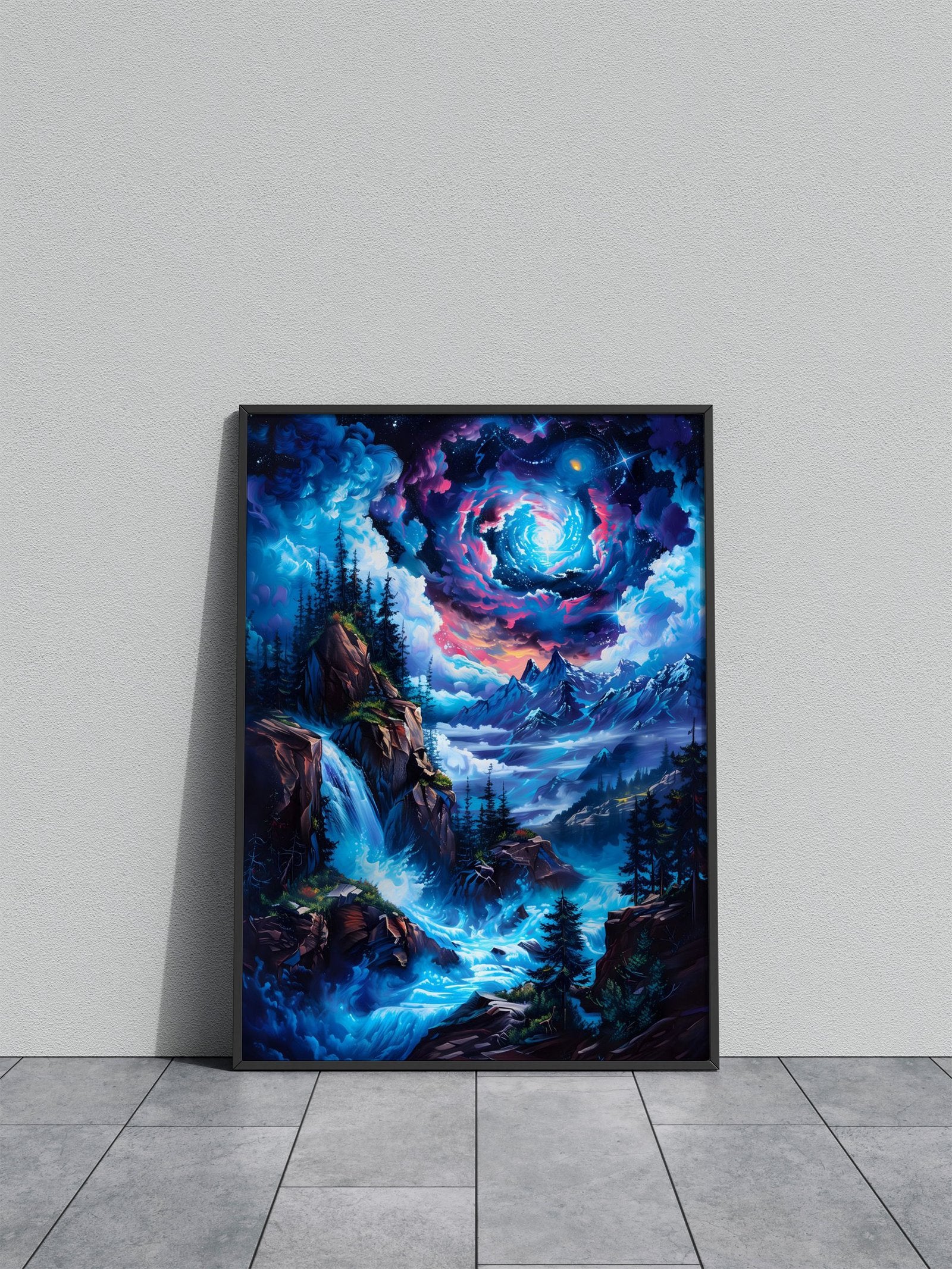 Mystical Waterfall Landscape Asian Style Post er | Wall Art for Home & Office | High-Quality Print - High-Quality Visual Display