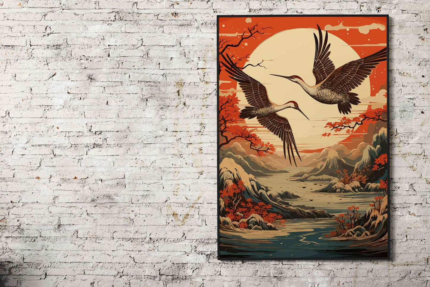 Mythology Japan Crane Asian Style Poster | W all Art for Home & Office | High-Quality Print - High-Quality Visual Display