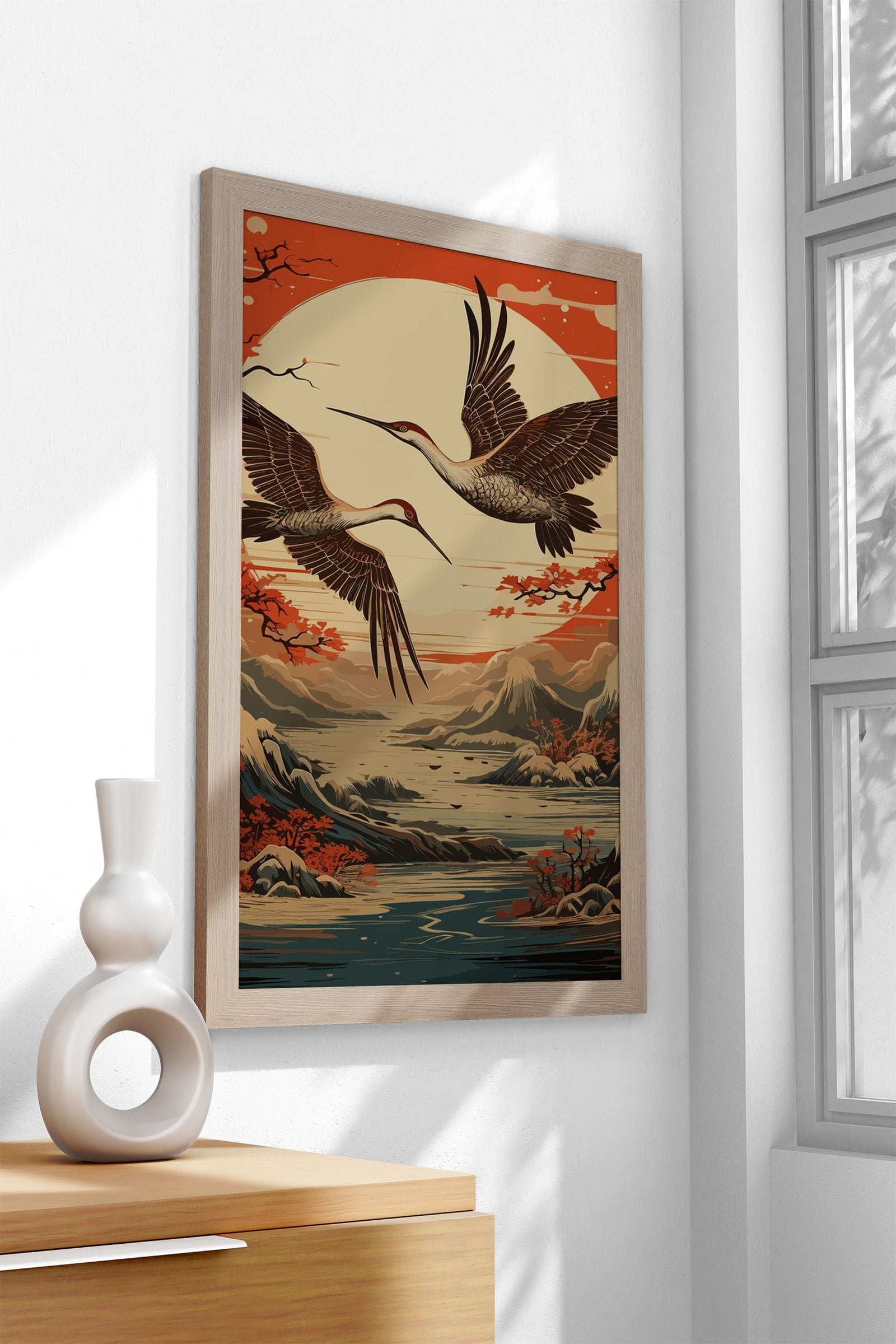 Mythology Japan Crane Asian Style Poster | W all Art for Home & Office | High-Quality Print - High-Quality Visual Display