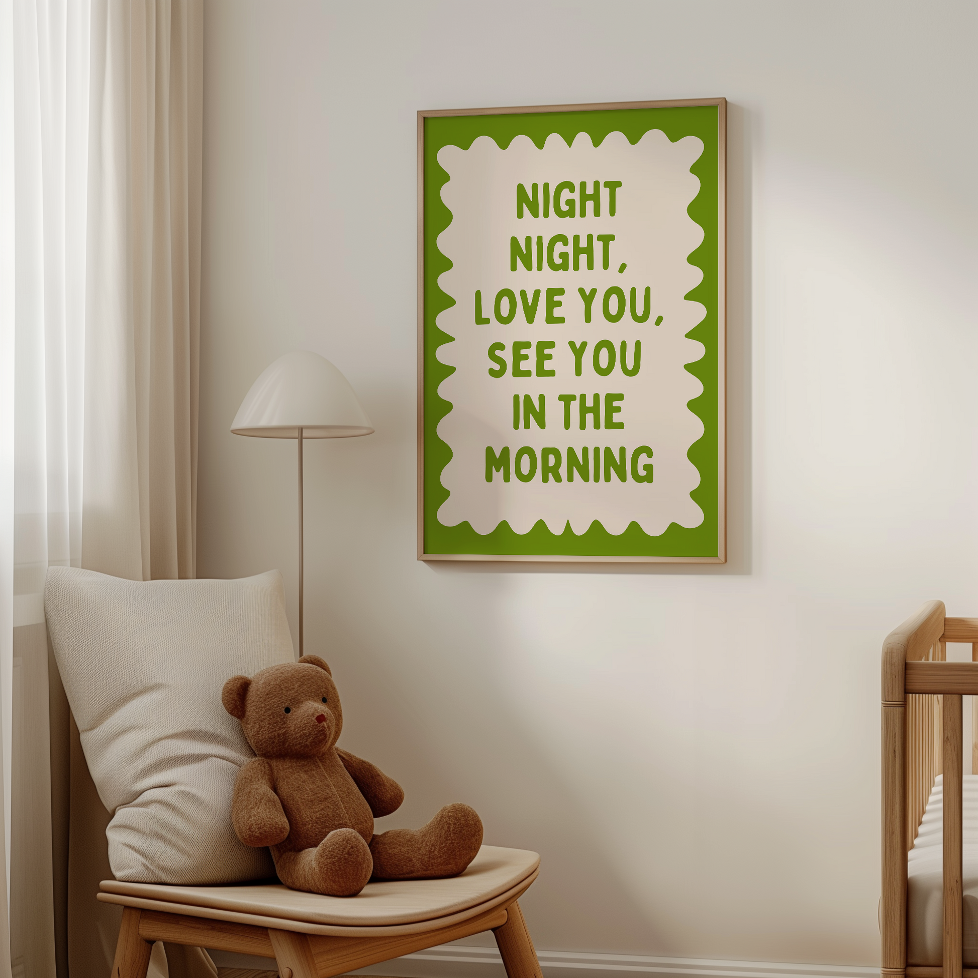 Night Night, Love You | Pear and Cream | Wall Art Print - High-Quality Premium Wall Art Decor Sticker