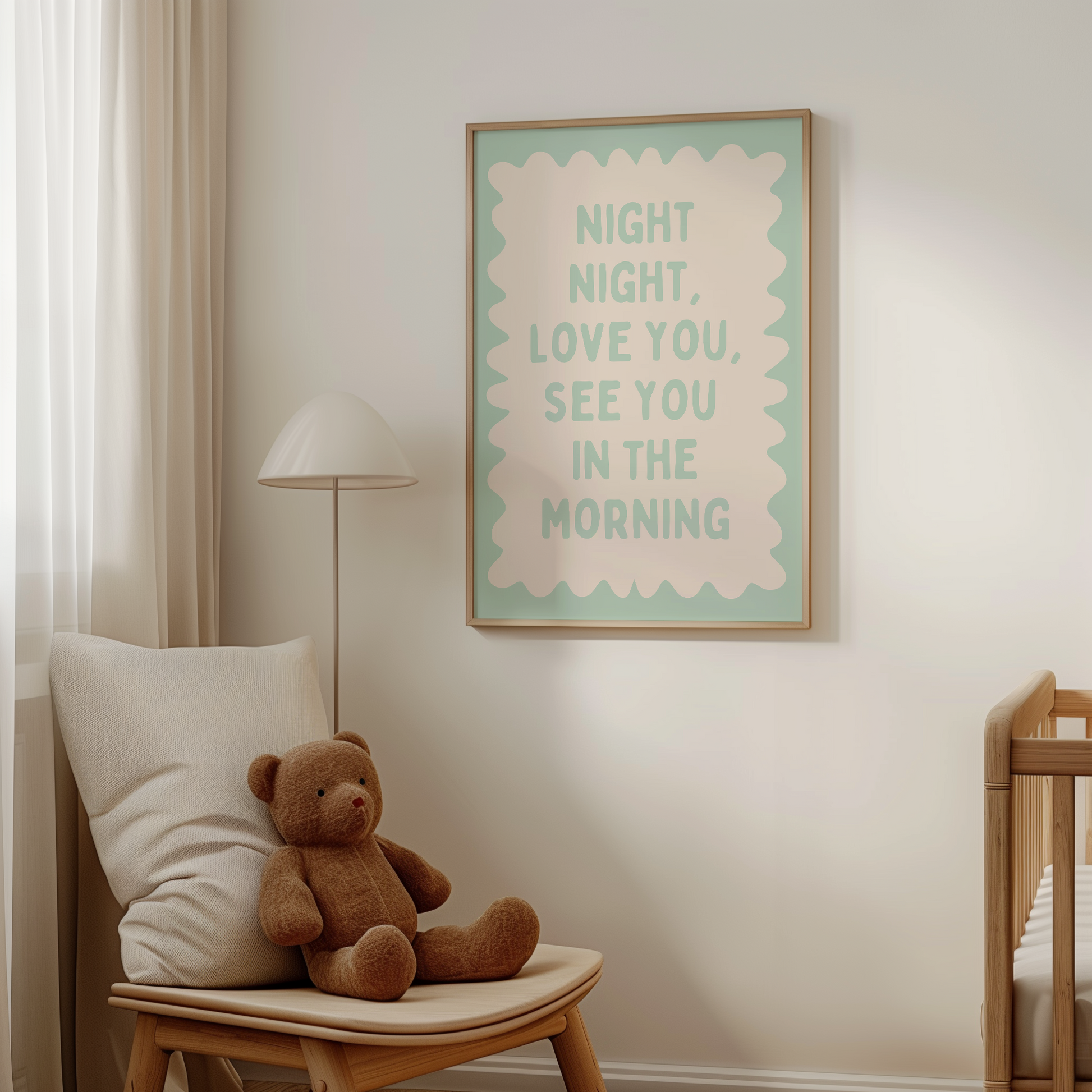 Night Night, Love You | Peppermint and Cream | Wall Art Print - High-Quality Premium Wall Art Decor Sticker