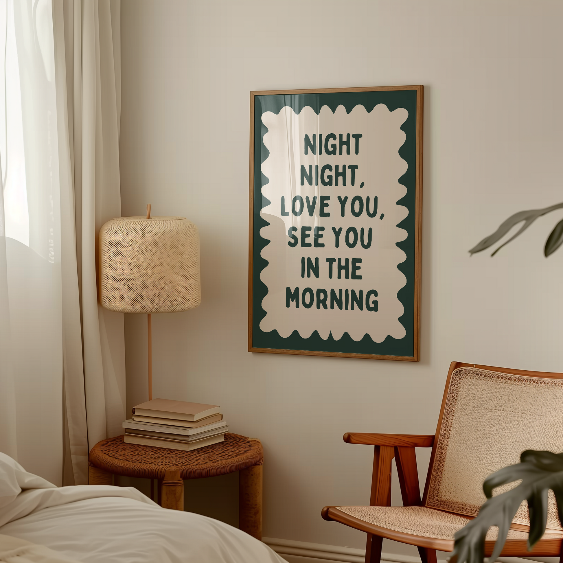 Night Night, Love You | Charcoal and Cream | Wall Art Print - High-Quality Premium Wall Art Decor Sticker