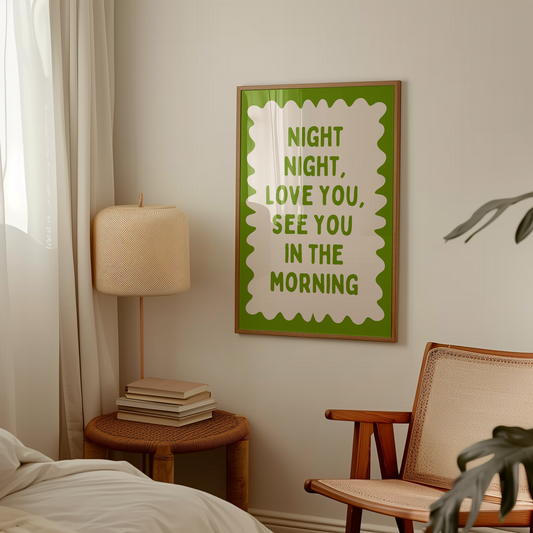 Night Night, Love You | Pear and Cream | Wall Art Print - High-Quality Premium Wall Art Decor Sticker