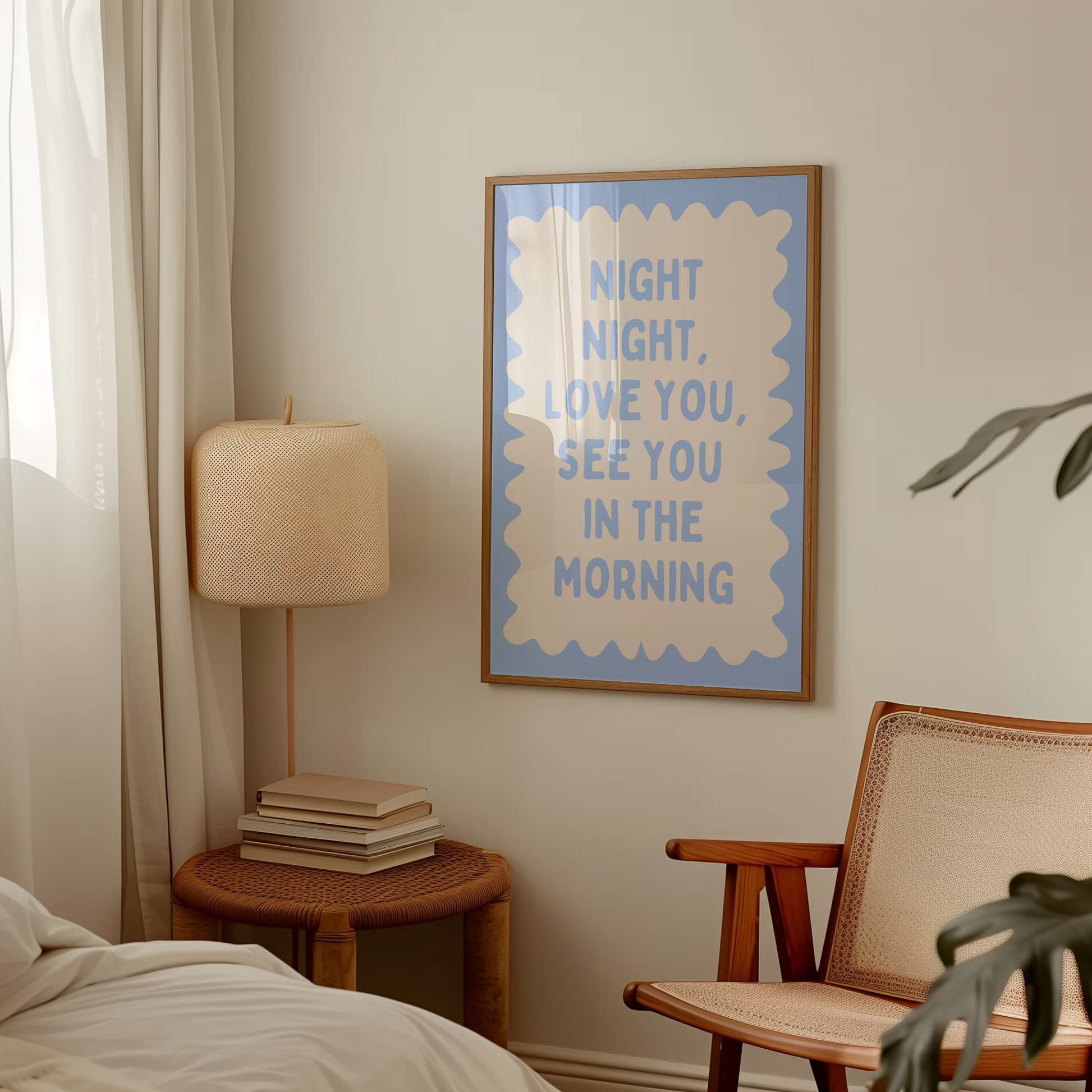 Night Night, Love You | Cornflower and Cream | Wall Art Print - High-Quality Premium Wall Art Decor Sticker