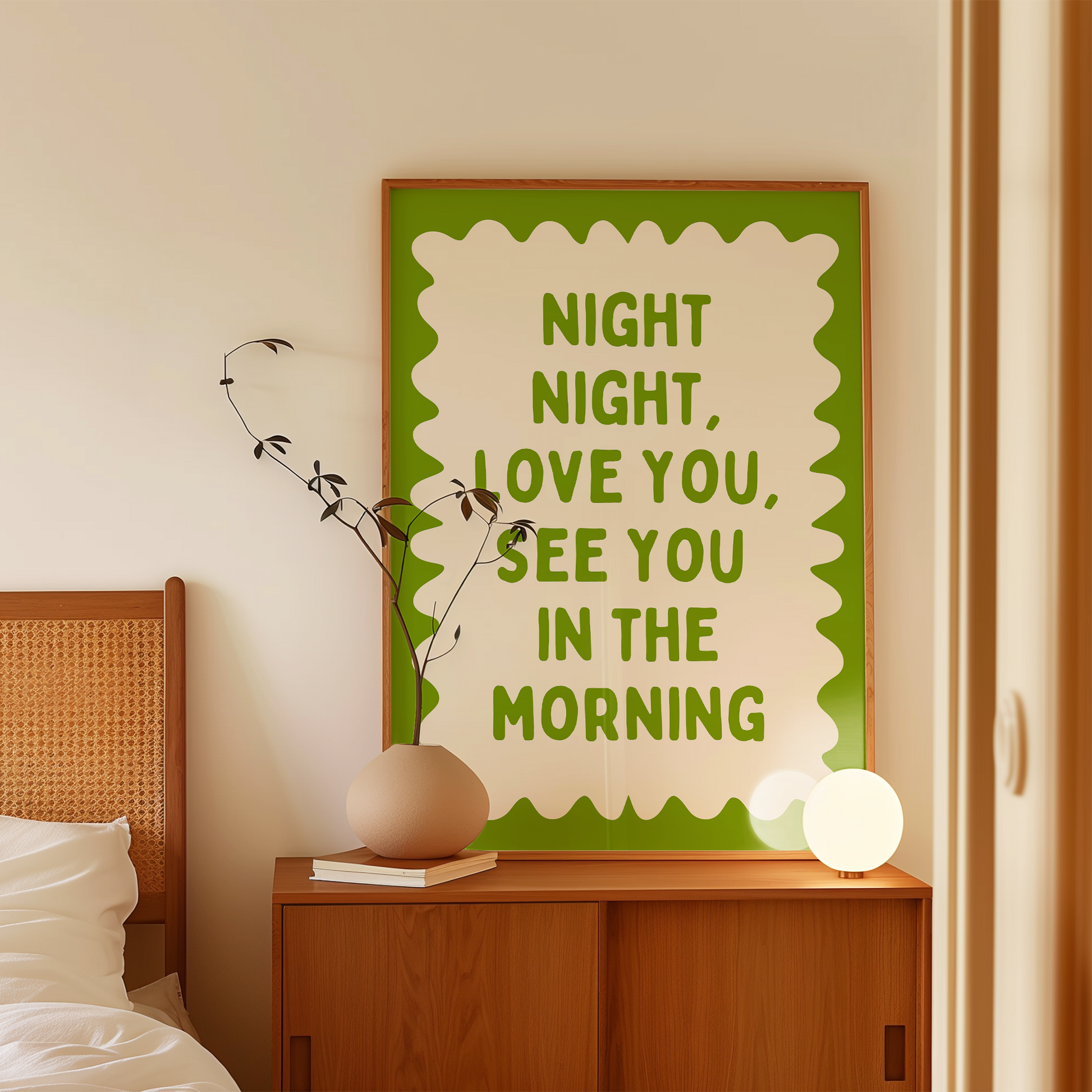 Night Night, Love You | Pear and Cream | Wall Art Print - High-Quality Premium Wall Art Decor Sticker