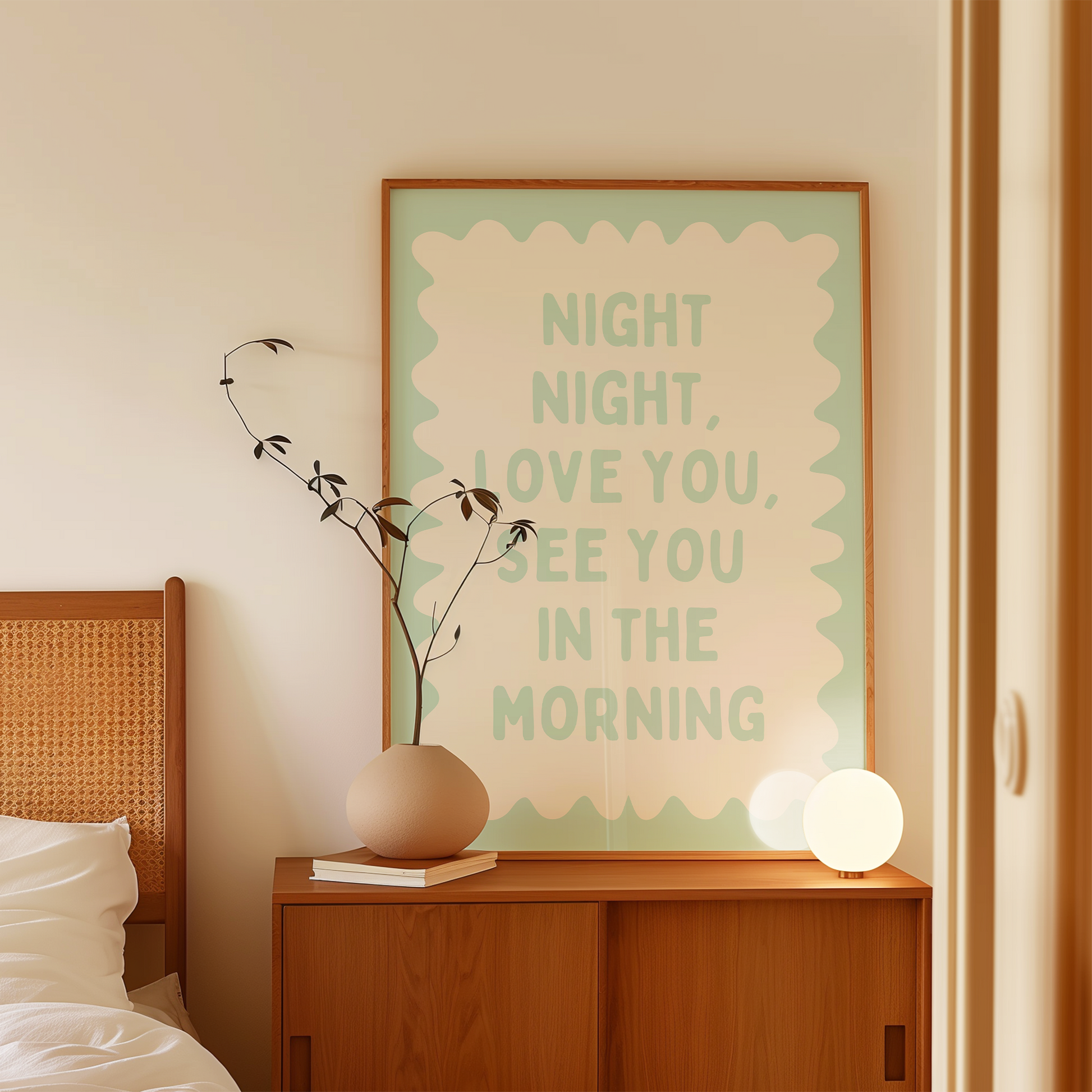Night Night, Love You | Peppermint and Cream | Wall Art Print - High-Quality Premium Wall Art Decor Sticker