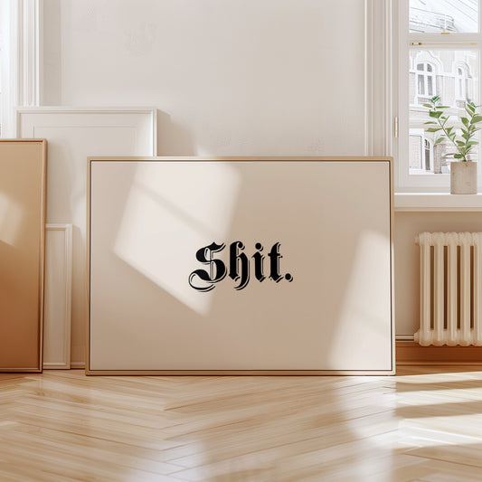 Shit | Landscape | Black and Cream | Art Print - High-Quality Premium Wall Art Decor Sticker
