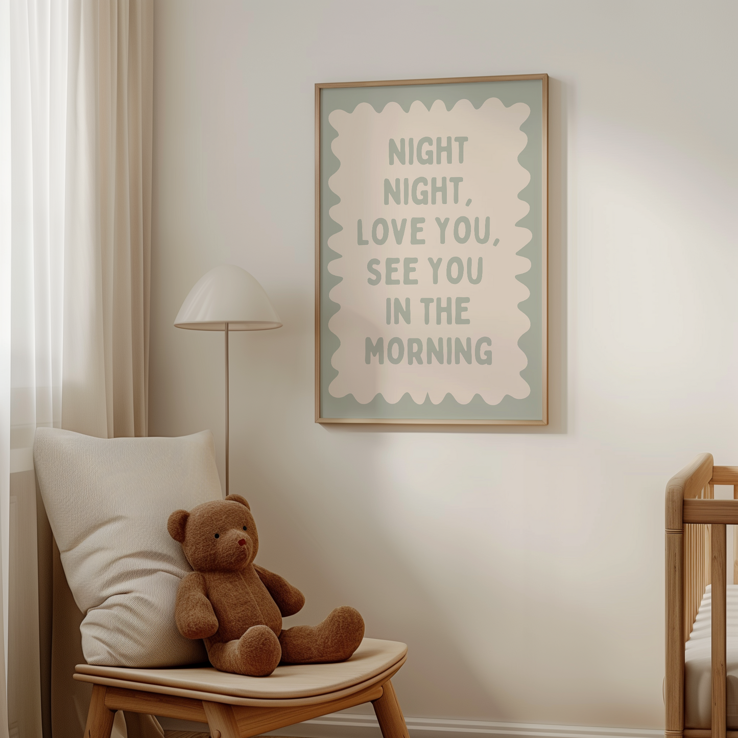 Night Night, Love You, See You In The Morning | Tranquil Green | Art Print - High-Quality Premium Wall Art Decor Sticker