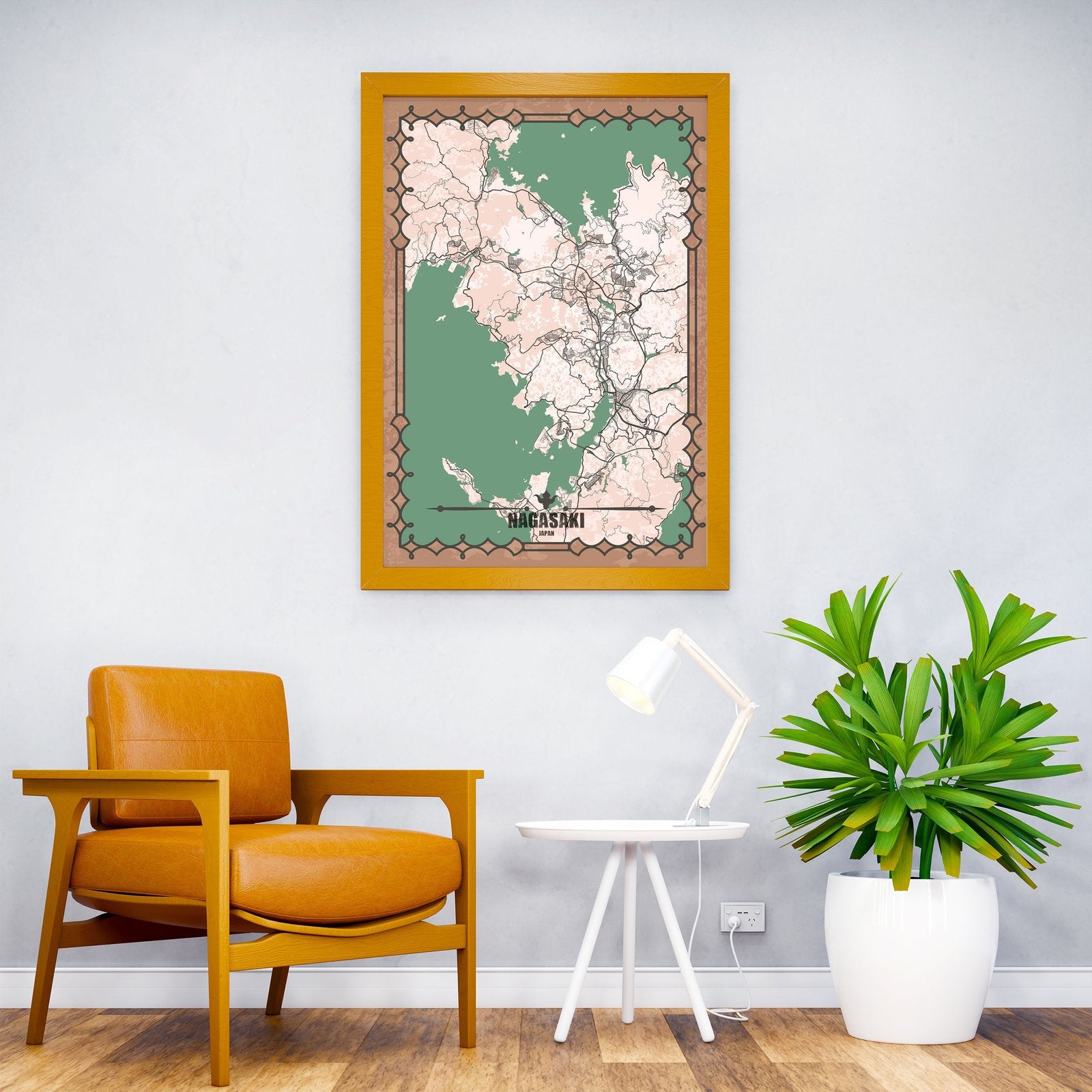 Nagasaki City Map Asian Style Poster | Wall Ar t for Home & Office | High-Quality Print - High-Quality Visual Display