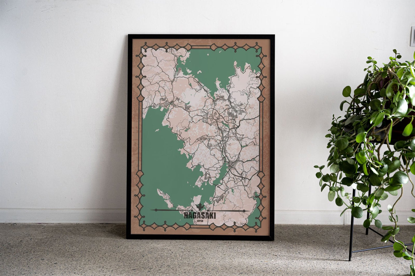 Nagasaki City Map Asian Style Poster | Wall Ar t for Home & Office | High-Quality Print - High-Quality Visual Display