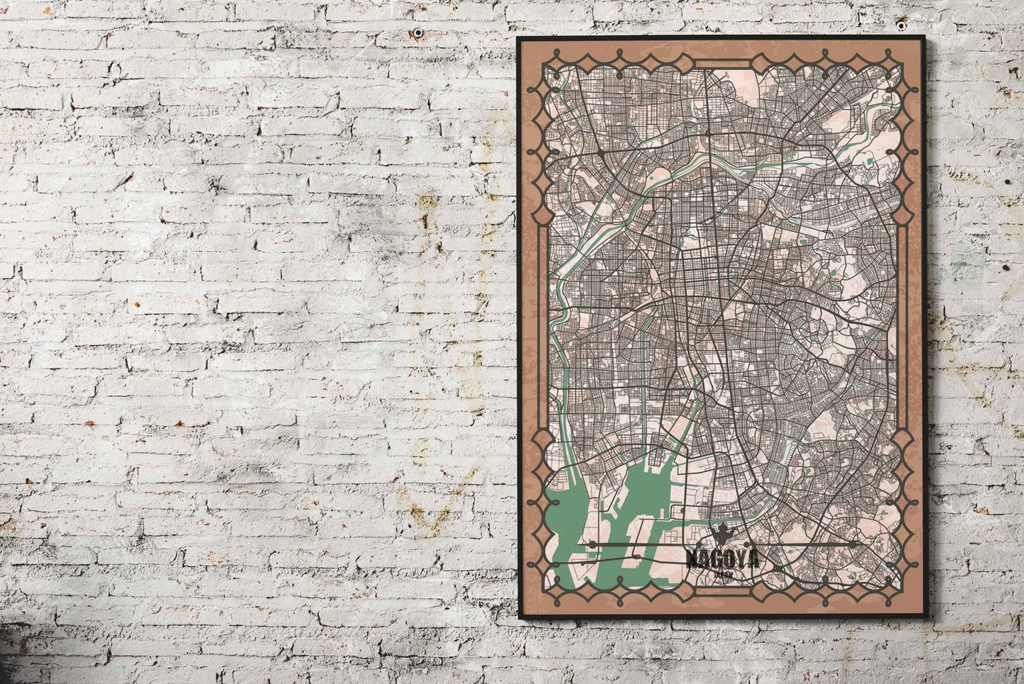 Nagoya City Map Asian Style Poster | Wall Art  for Home & Office | High-Quality Print