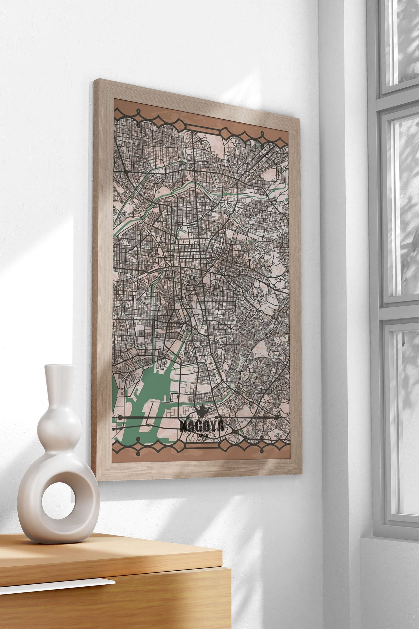 Nagoya City Map Asian Style Poster | Wall Art  for Home & Office | High-Quality Print