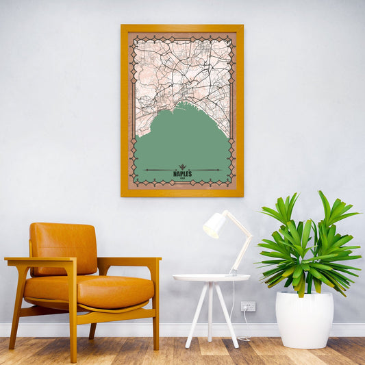 Naples City Map Asian Style Poster | Wall Art f or Home & Office | High-Quality Print - High-Quality Visual Display