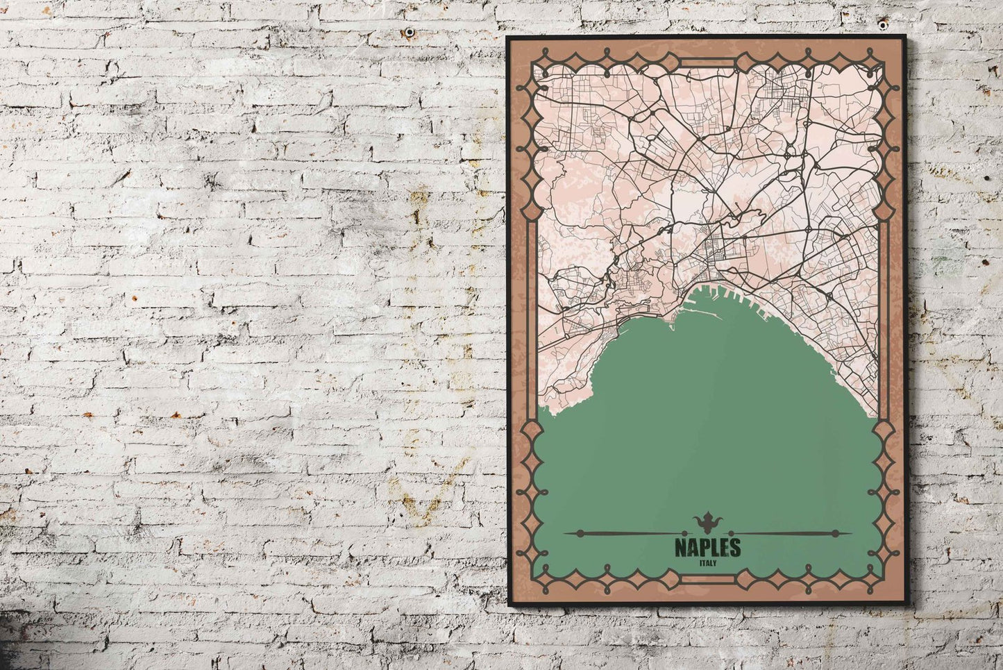 Naples City Map Asian Style Poster | Wall Art f or Home & Office | High-Quality Print - High-Quality Visual Display