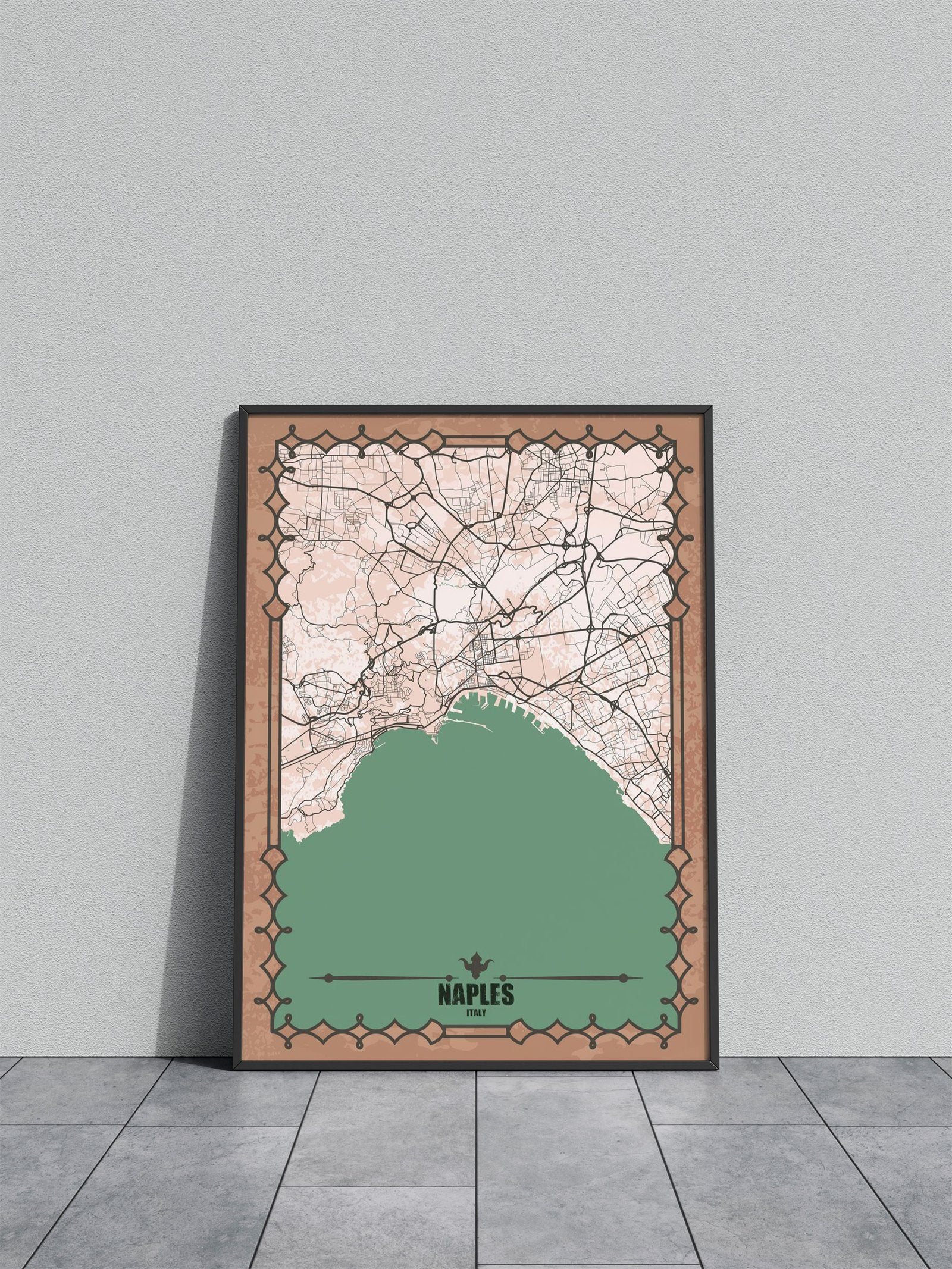 Naples City Map Asian Style Poster | Wall Art f or Home & Office | High-Quality Print - High-Quality Visual Display