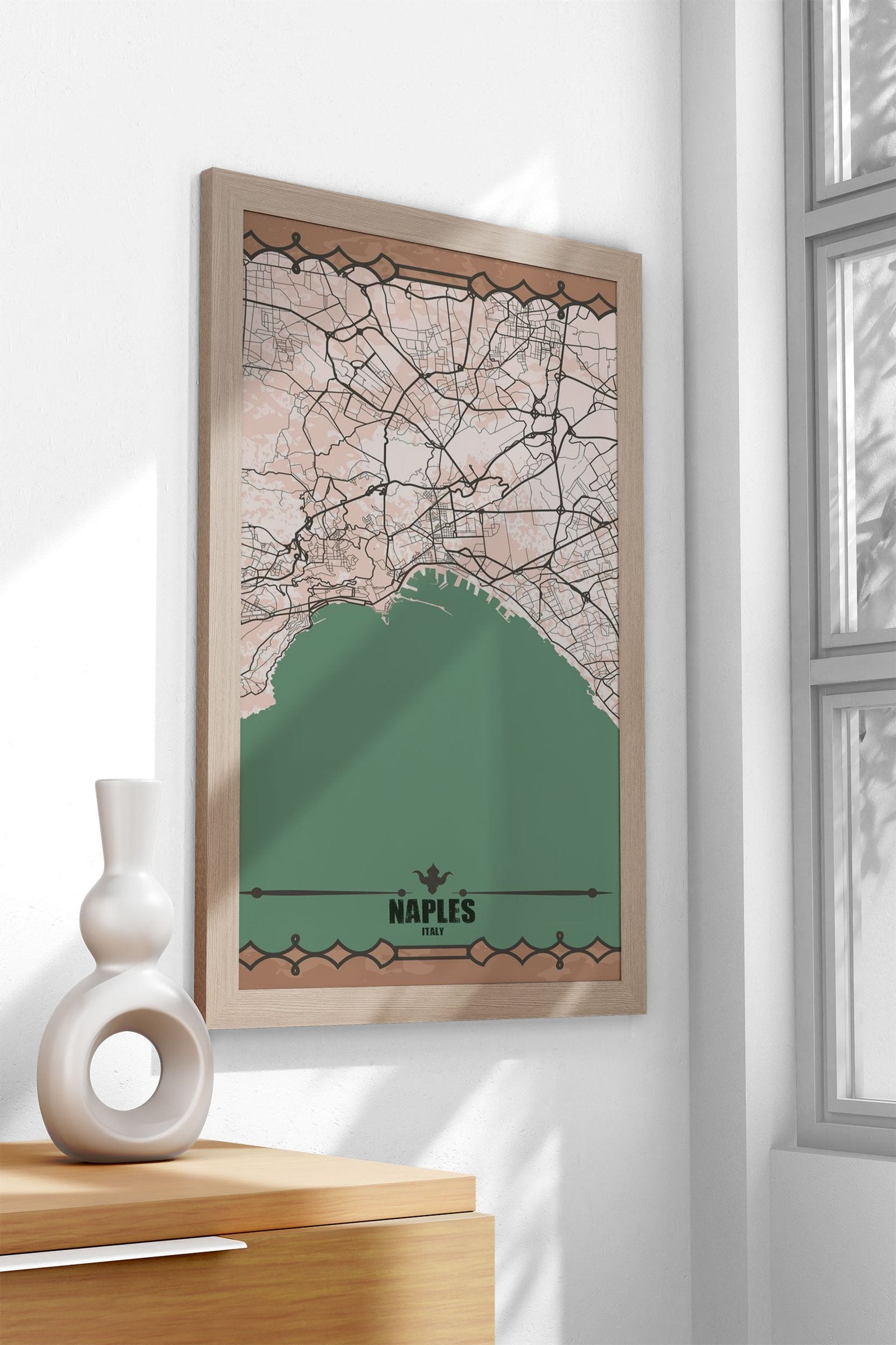 Naples City Map Asian Style Poster | Wall Art f or Home & Office | High-Quality Print - High-Quality Visual Display