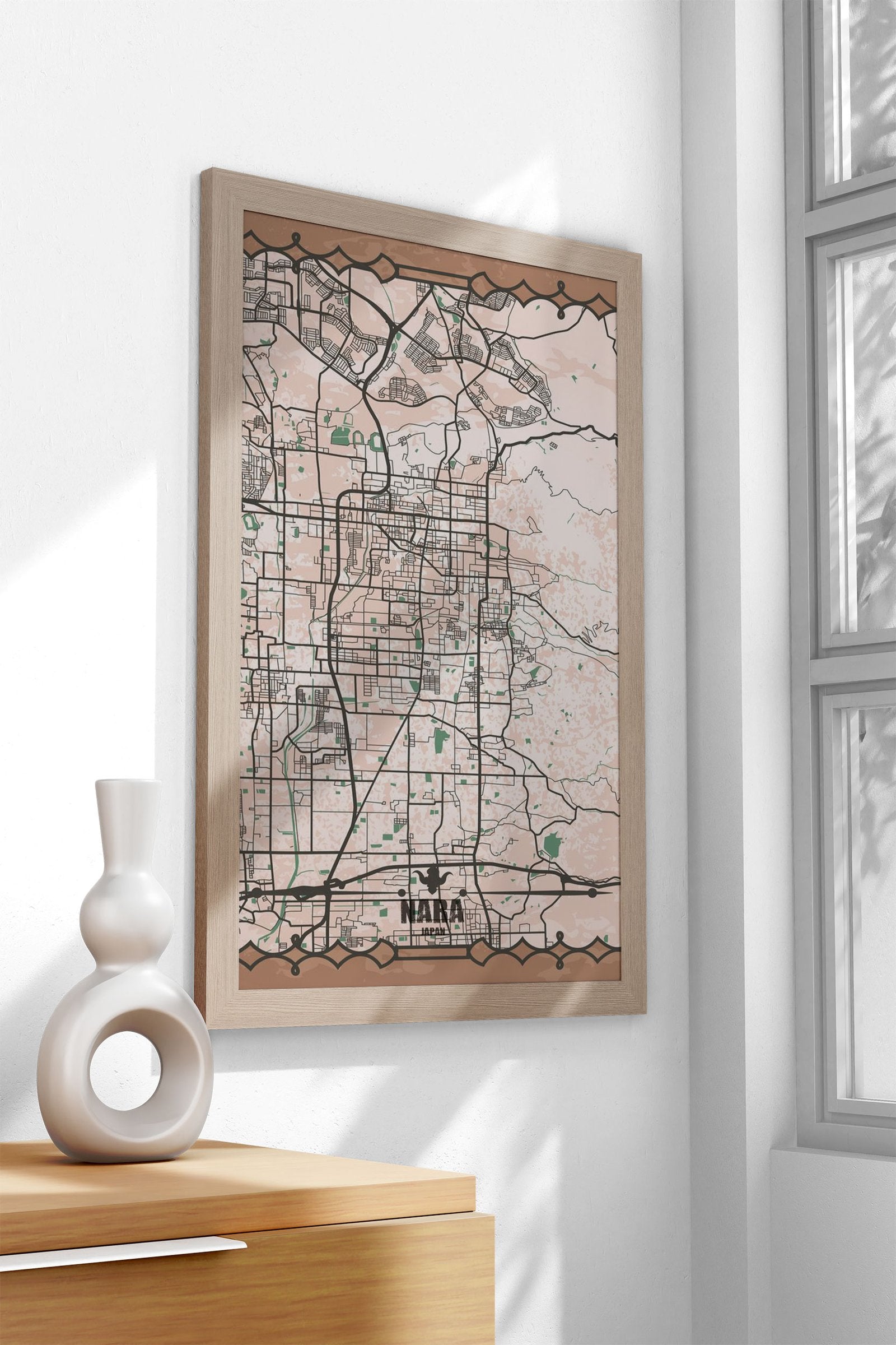 Nara City Map Asian Style Poster | Wall Art for  Home & Office | High-Quality Print - High-Quality Visual Display