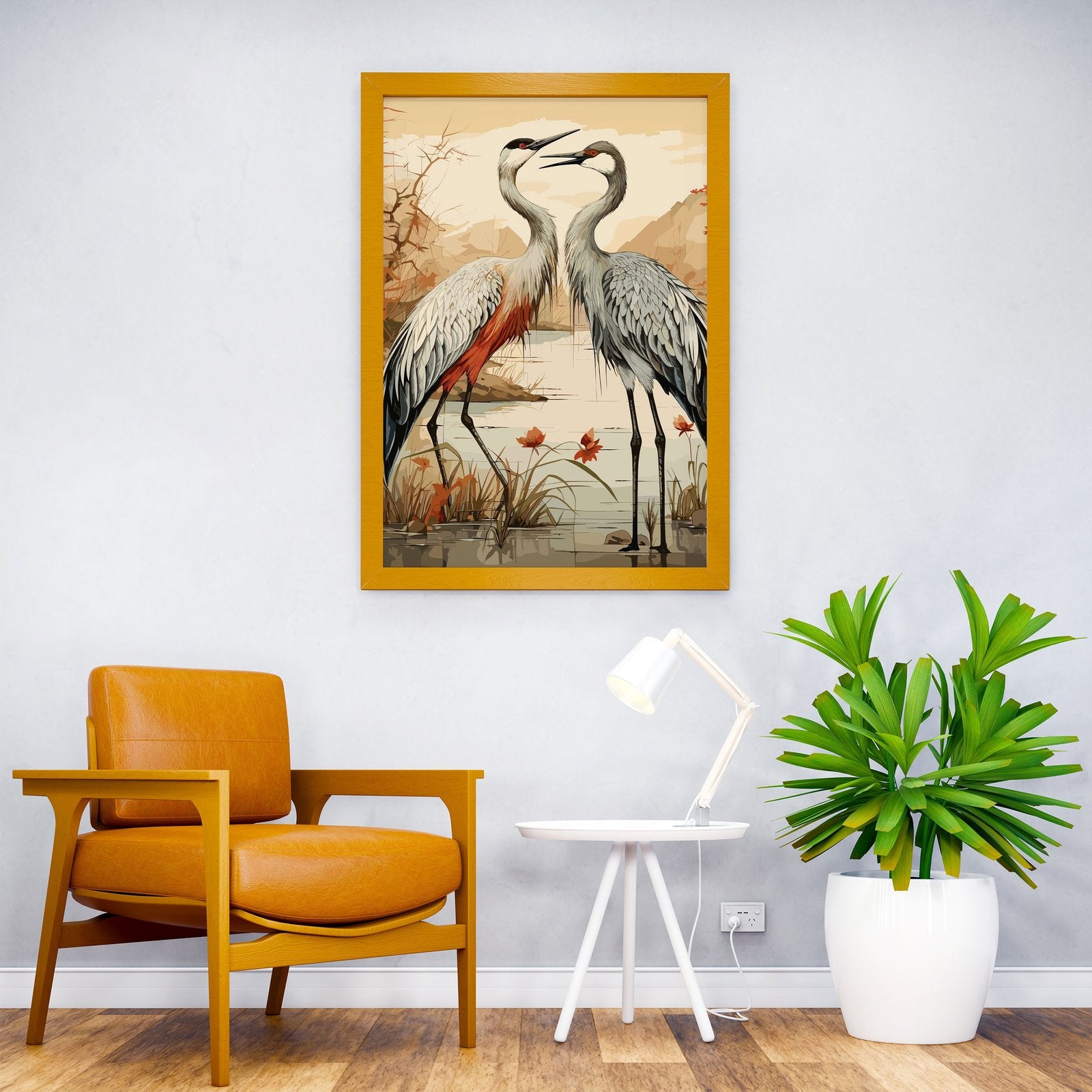 Natural Love Stork Asian Style Poster | Wall Ar t for Home & Office | High-Quality Print - High-Quality Visual Display