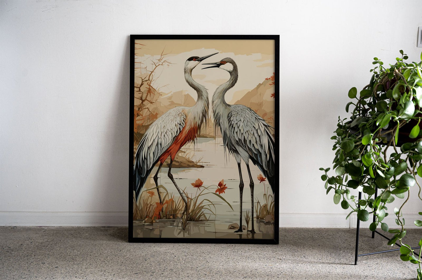 Natural Love Stork Asian Style Poster | Wall Ar t for Home & Office | High-Quality Print - High-Quality Visual Display