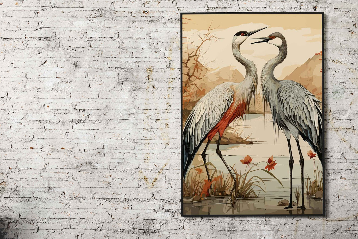 Natural Love Stork Asian Style Poster | Wall Ar t for Home & Office | High-Quality Print - High-Quality Visual Display