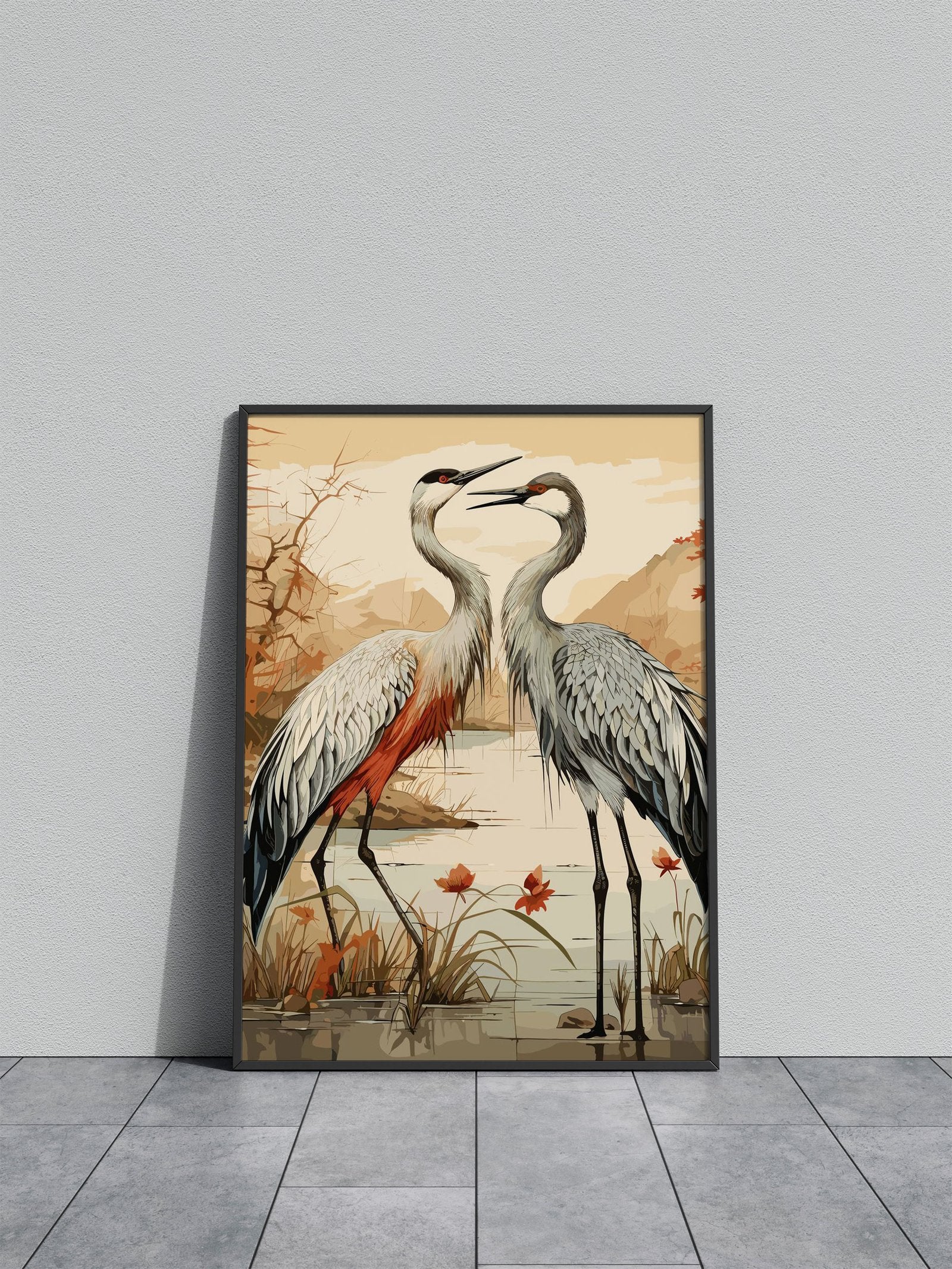 Natural Love Stork Asian Style Poster | Wall Ar t for Home & Office | High-Quality Print - High-Quality Visual Display