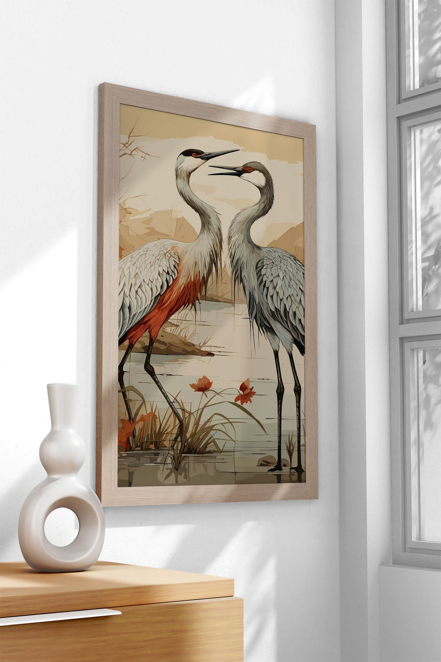 Natural Love Stork Asian Style Poster | Wall Ar t for Home & Office | High-Quality Print - High-Quality Visual Display