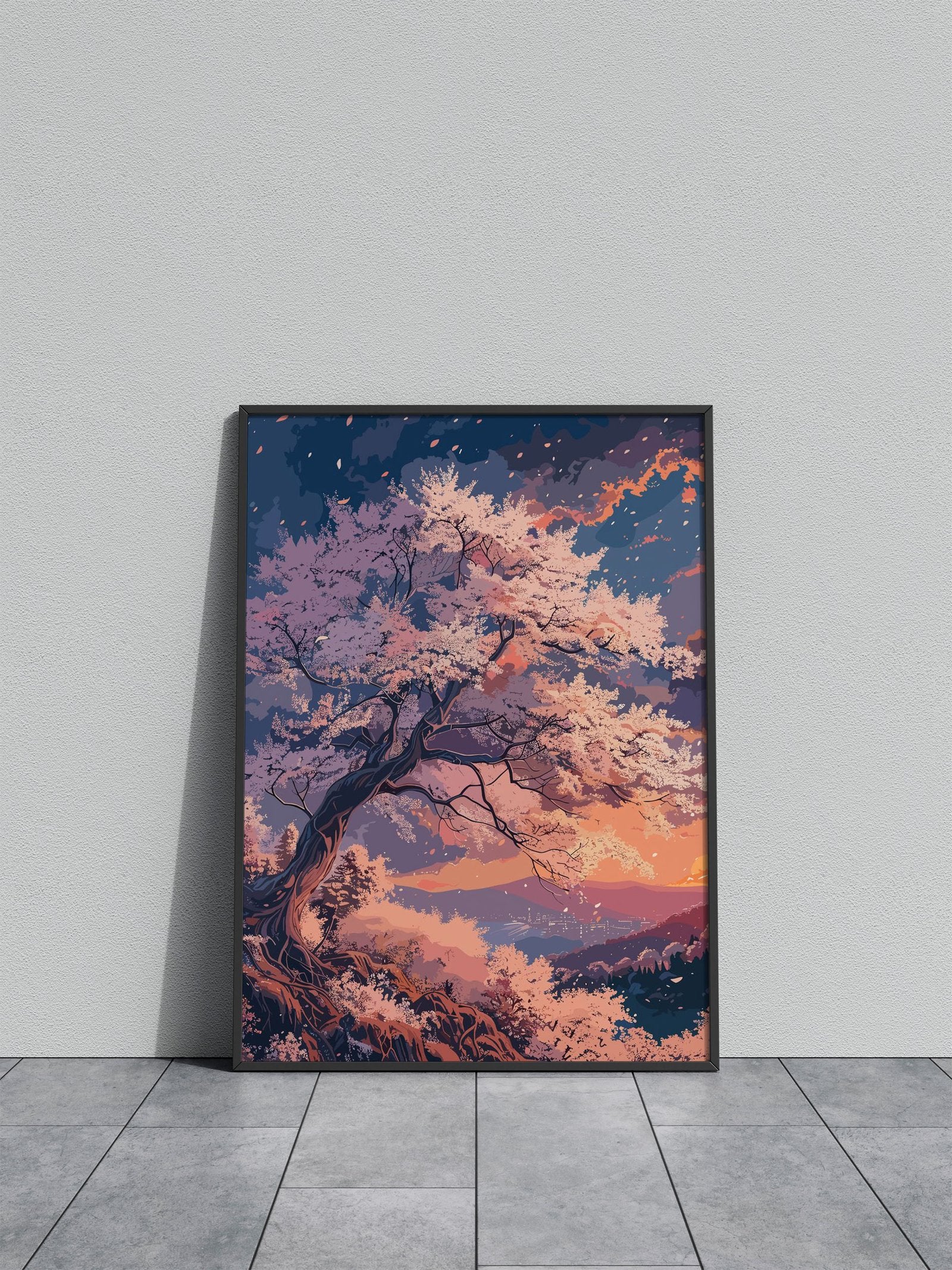 Nature Cherry Blossoms Asian Style Poster | W all Art for Home & Office | High-Quality Print - High-Quality Visual Display