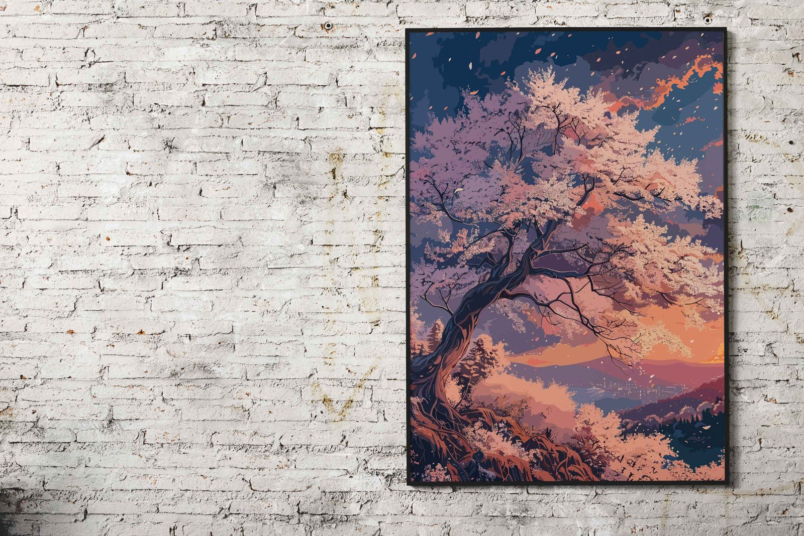 Nature Cherry Blossoms Asian Style Poster | W all Art for Home & Office | High-Quality Print - High-Quality Visual Display