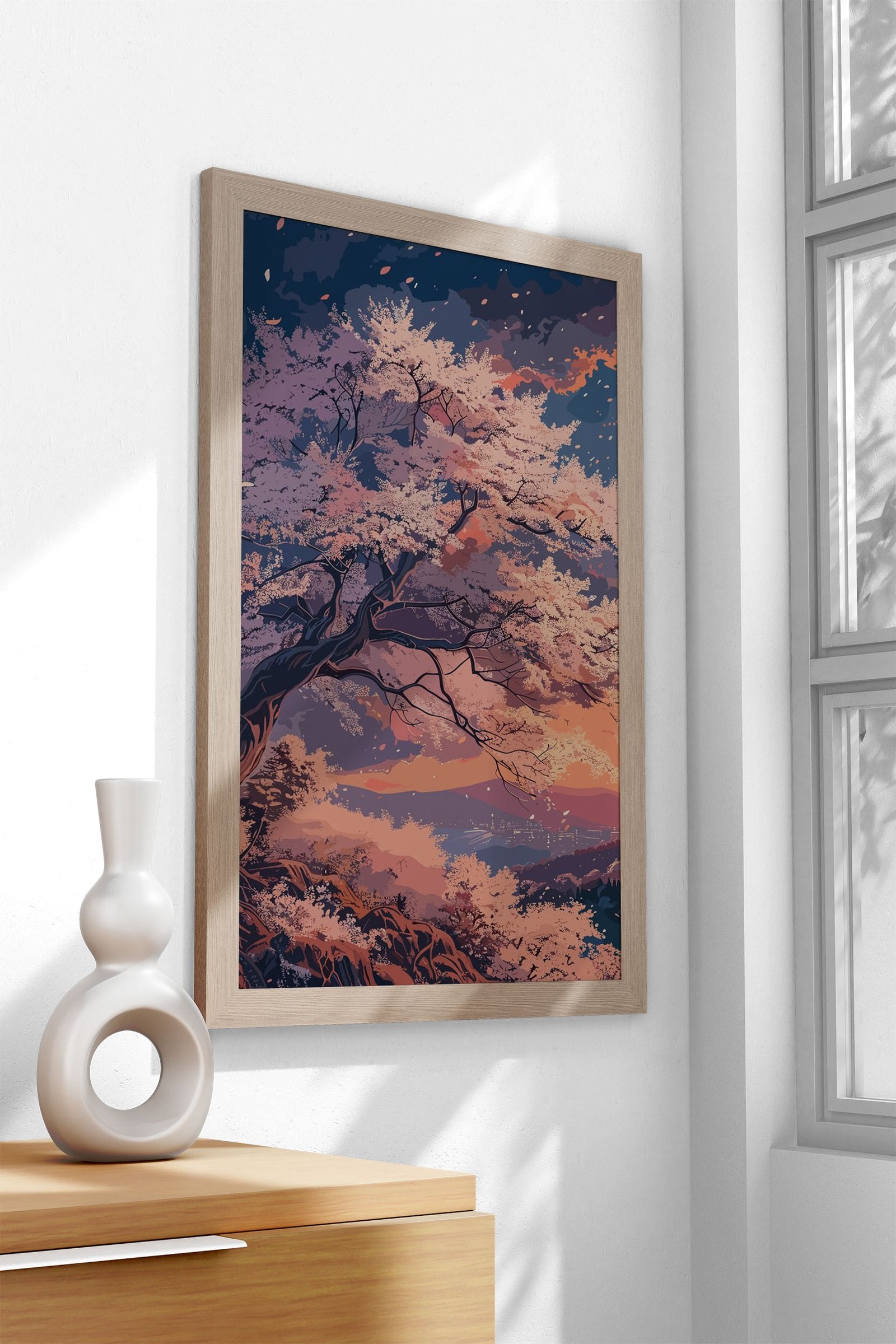Nature Cherry Blossoms Asian Style Poster | W all Art for Home & Office | High-Quality Print - High-Quality Visual Display
