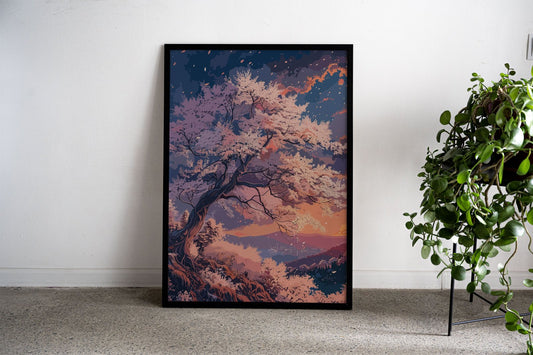 Nature Cherry Blossoms Asian Style Poster | W all Art for Home & Office | High-Quality Print - High-Quality Visual Display