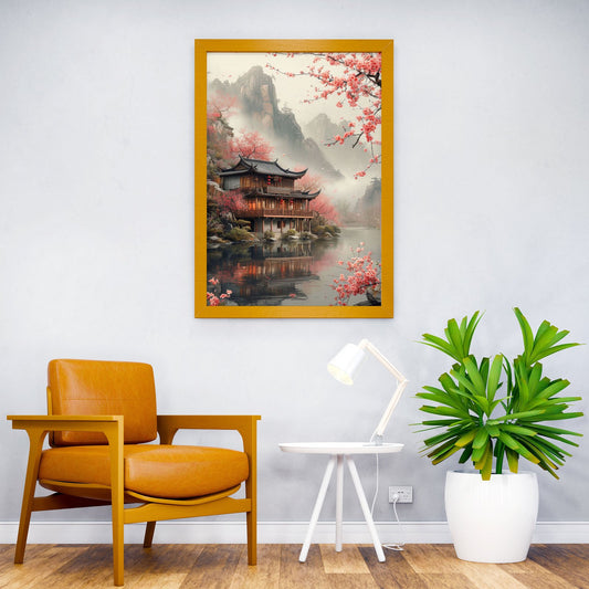 Nature Japanese house Asian Style Poster | W all Art for Home & Office | High-Quality Print - High-Quality Visual Display