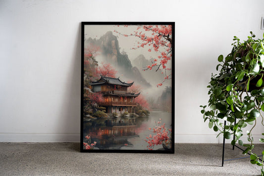 Nature Japanese house Asian Style Poster | W all Art for Home & Office | High-Quality Print - High-Quality Visual Display