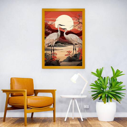 Nature Stork Asian Style Poster | Wall Art for H ome & Office | High-Quality Print - High-Quality Visual Display