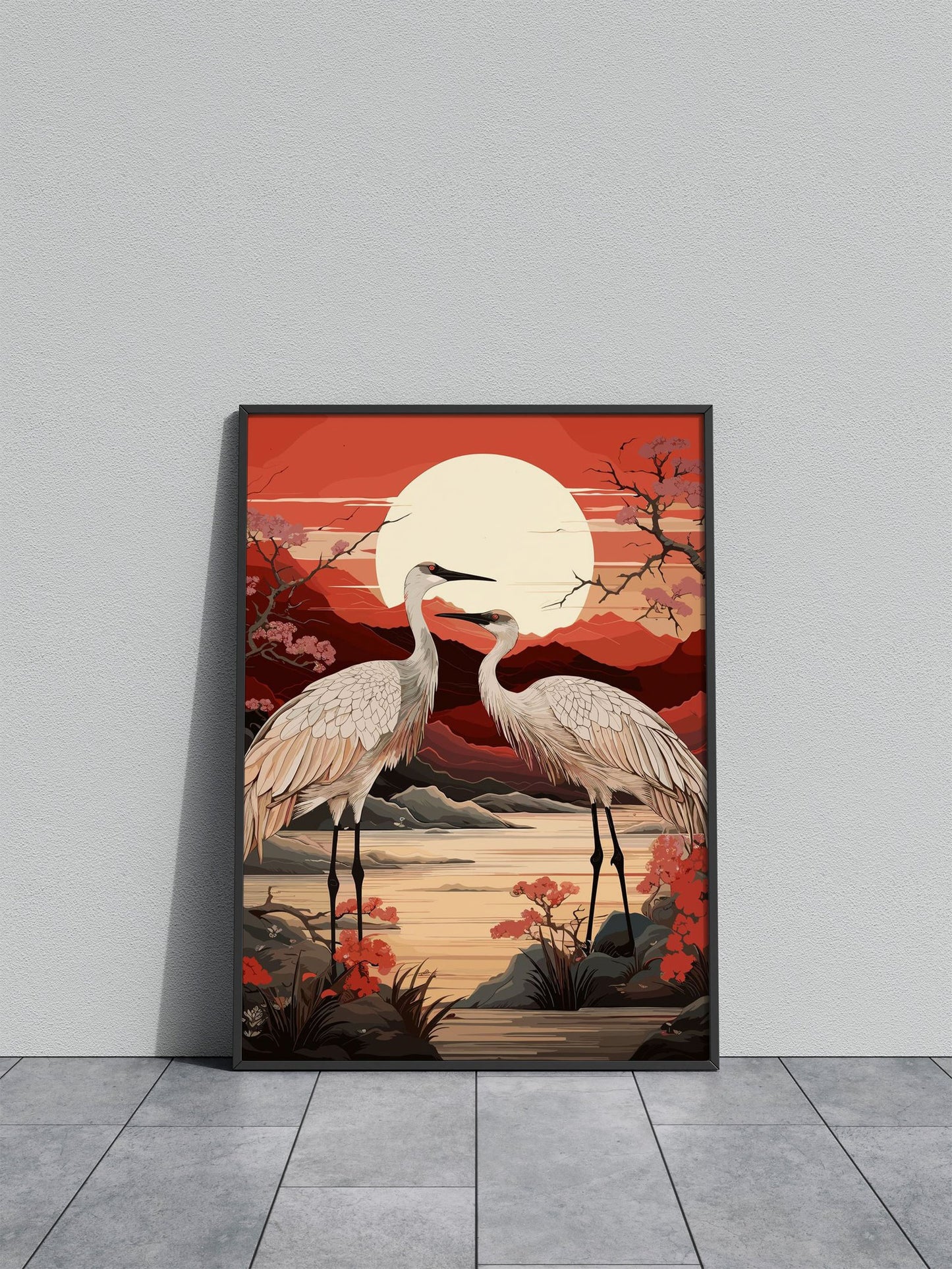 Nature Stork Asian Style Poster | Wall Art for H ome & Office | High-Quality Print - High-Quality Visual Display