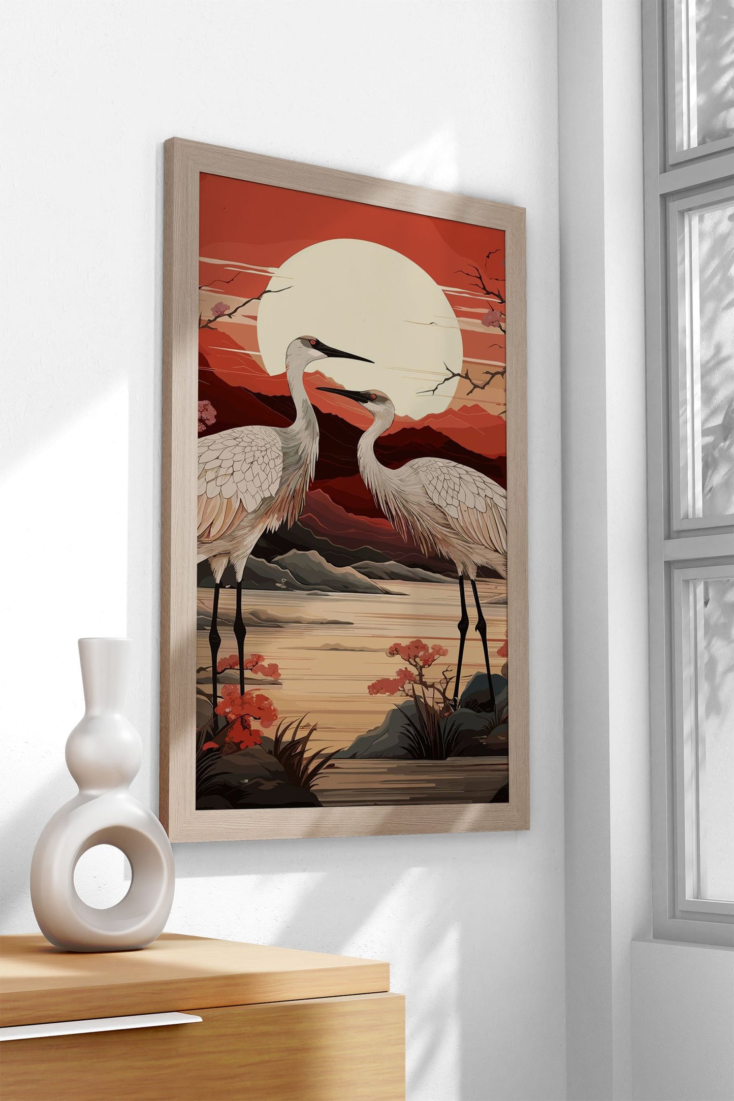 Nature Stork Asian Style Poster | Wall Art for H ome & Office | High-Quality Print - High-Quality Visual Display