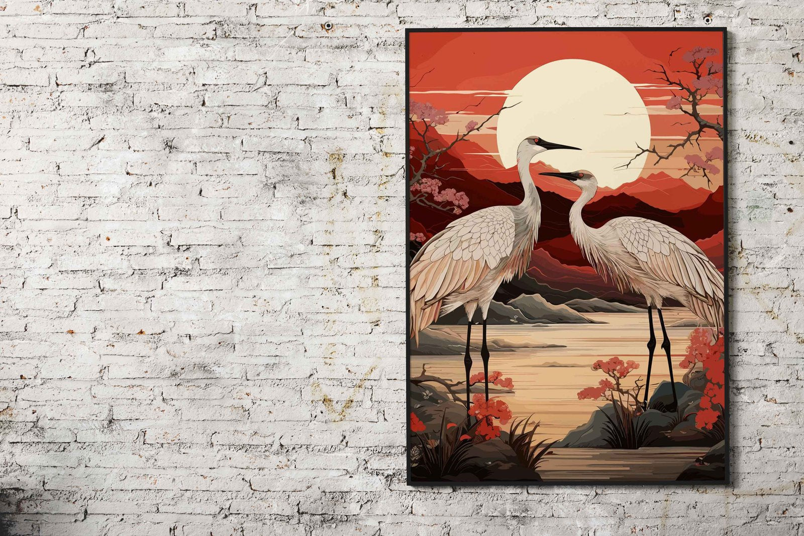 Nature Stork Asian Style Poster | Wall Art for H ome & Office | High-Quality Print - High-Quality Visual Display