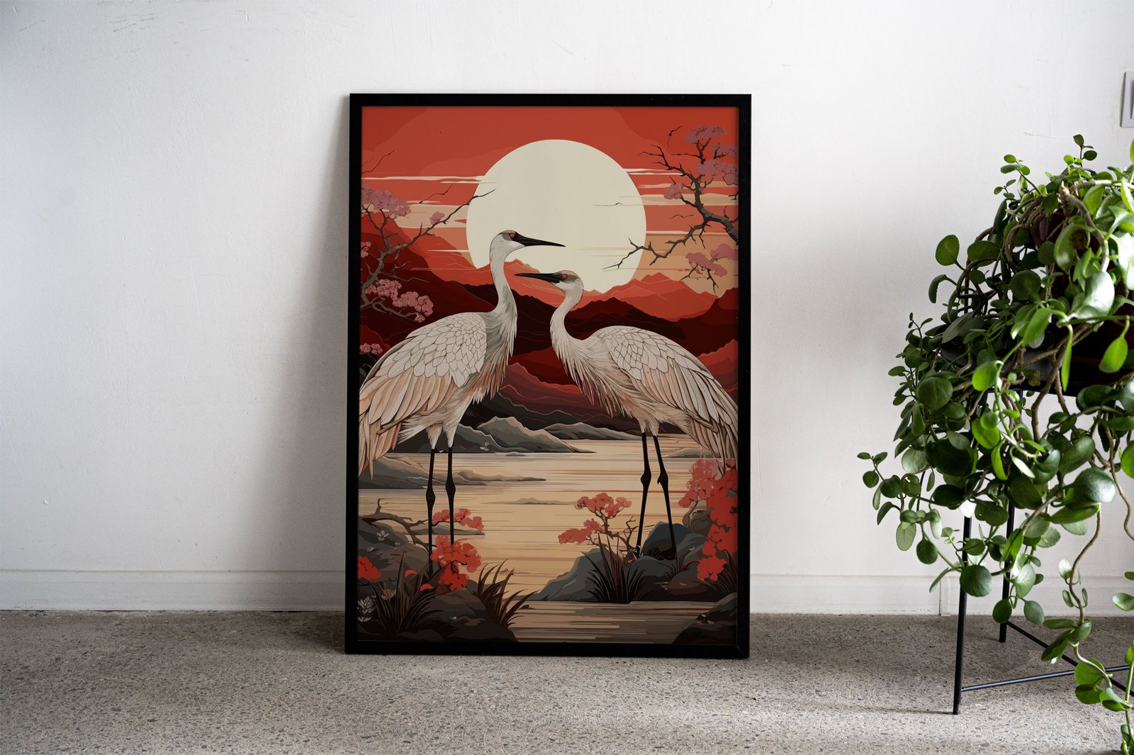 Nature Stork Asian Style Poster | Wall Art for H ome & Office | High-Quality Print - High-Quality Visual Display