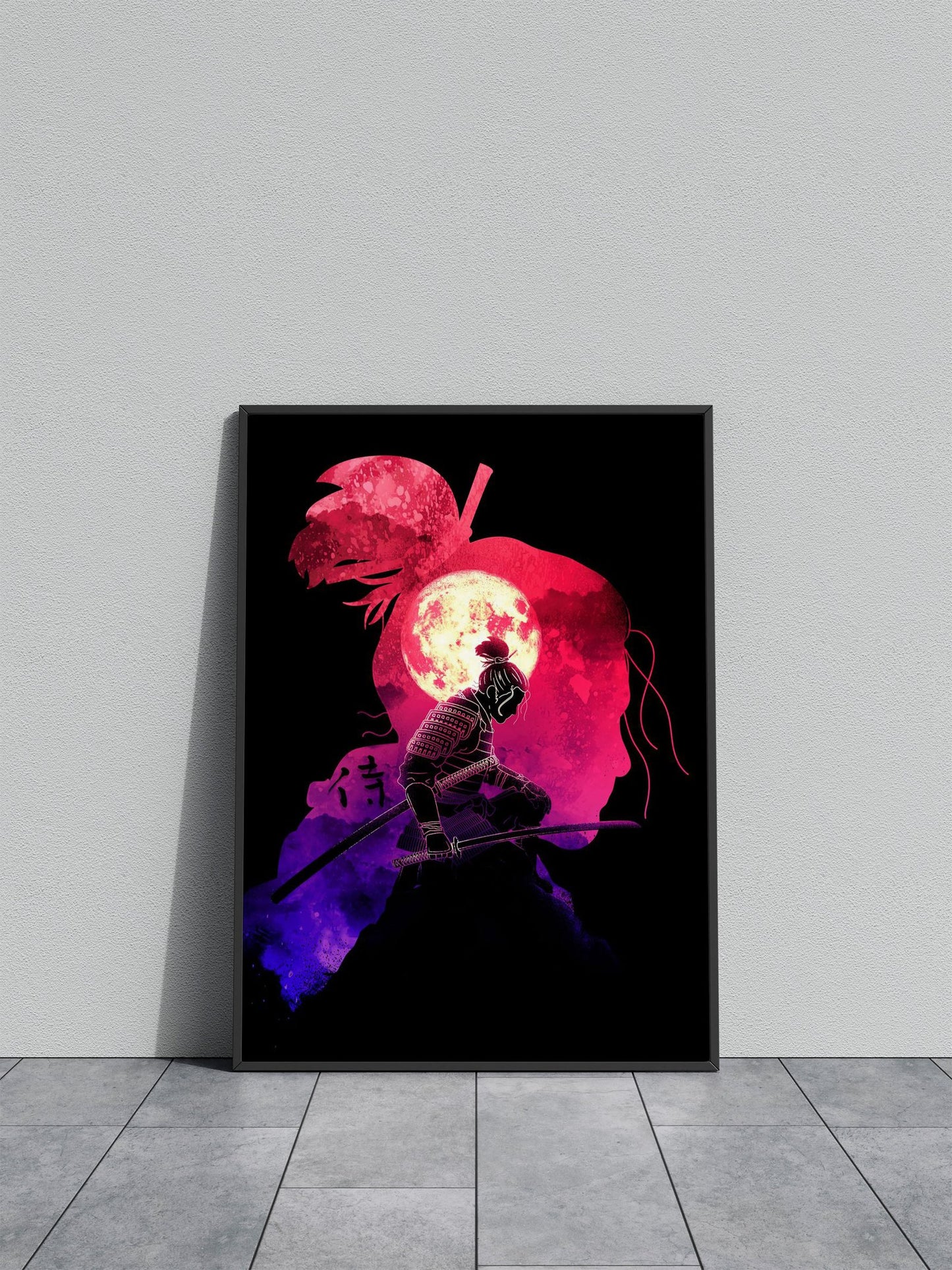 Negative BloodMoon Samurai Asian Style Post er | Wall Art for Home & Office | High-Quality Print - High-Quality Visual Display