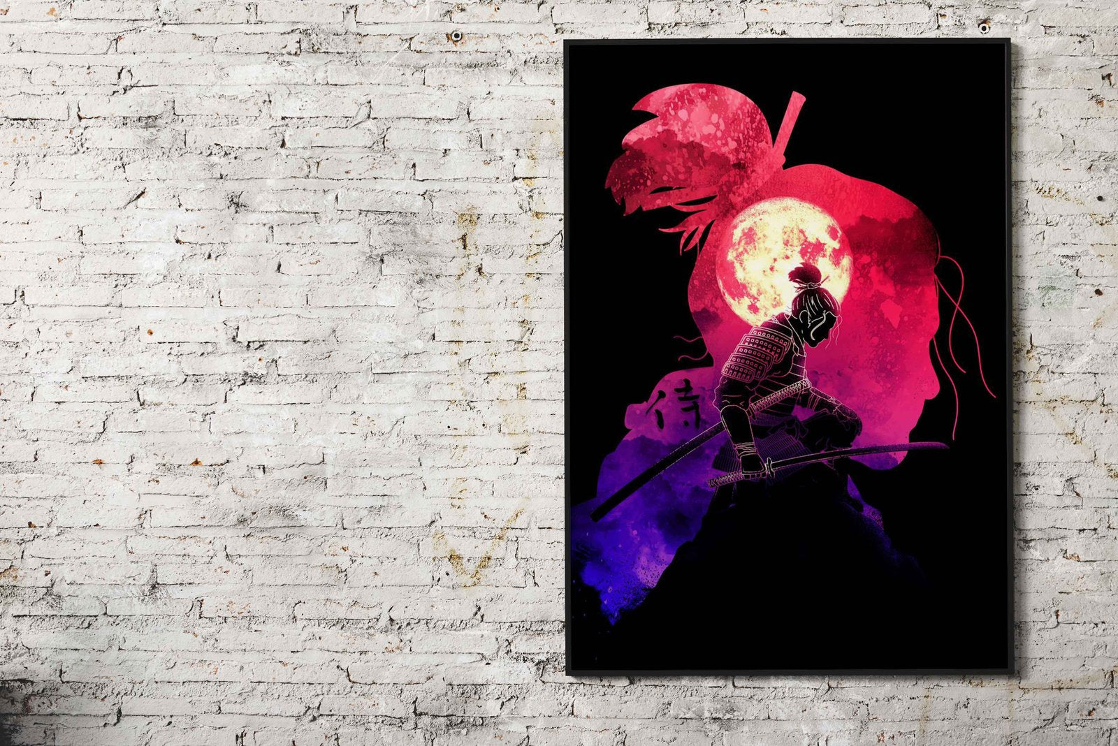Negative BloodMoon Samurai Asian Style Post er | Wall Art for Home & Office | High-Quality Print - High-Quality Visual Display