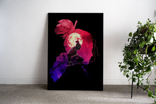 Negative BloodMoon Samurai Asian Style Post er | Wall Art for Home & Office | High-Quality Print - High-Quality Visual Display