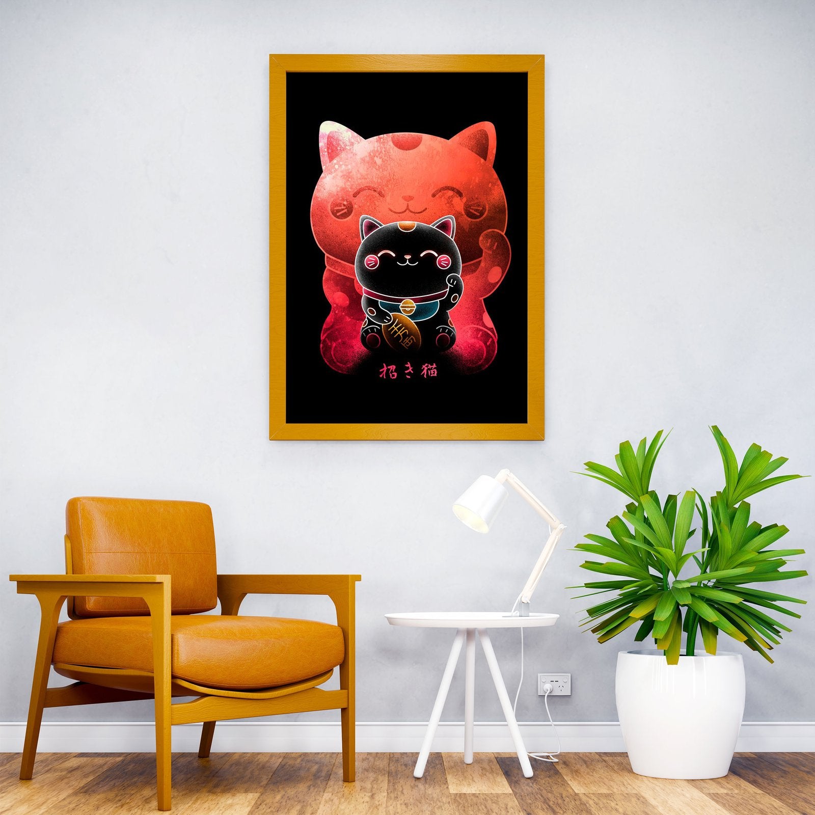 Negative Maneki Neko Ramen Asian Style Pos ter | Wall Art for Home & Office | High-Quality Print - High-Quality Visual Display