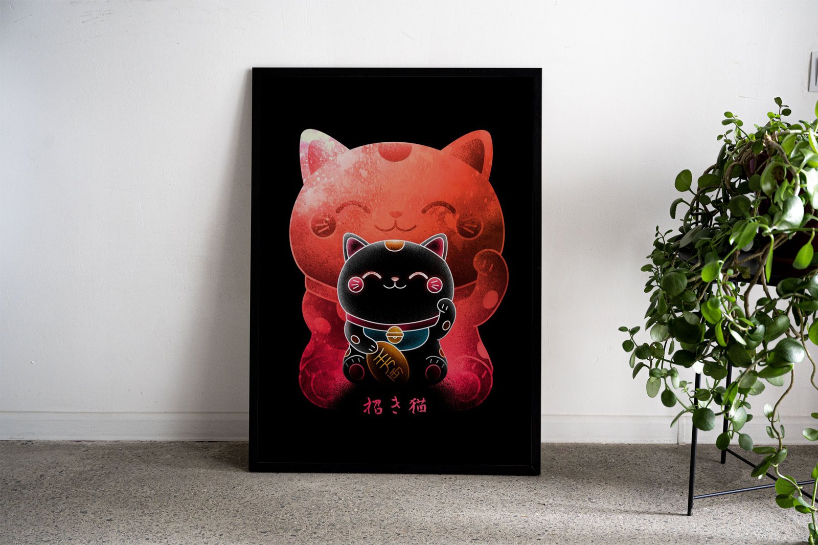 Negative Maneki Neko Ramen Asian Style Pos ter | Wall Art for Home & Office | High-Quality Print - High-Quality Visual Display
