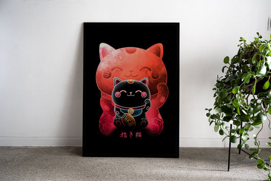 Negative Maneki Neko Ramen Asian Style Pos ter | Wall Art for Home & Office | High-Quality Print - High-Quality Visual Display