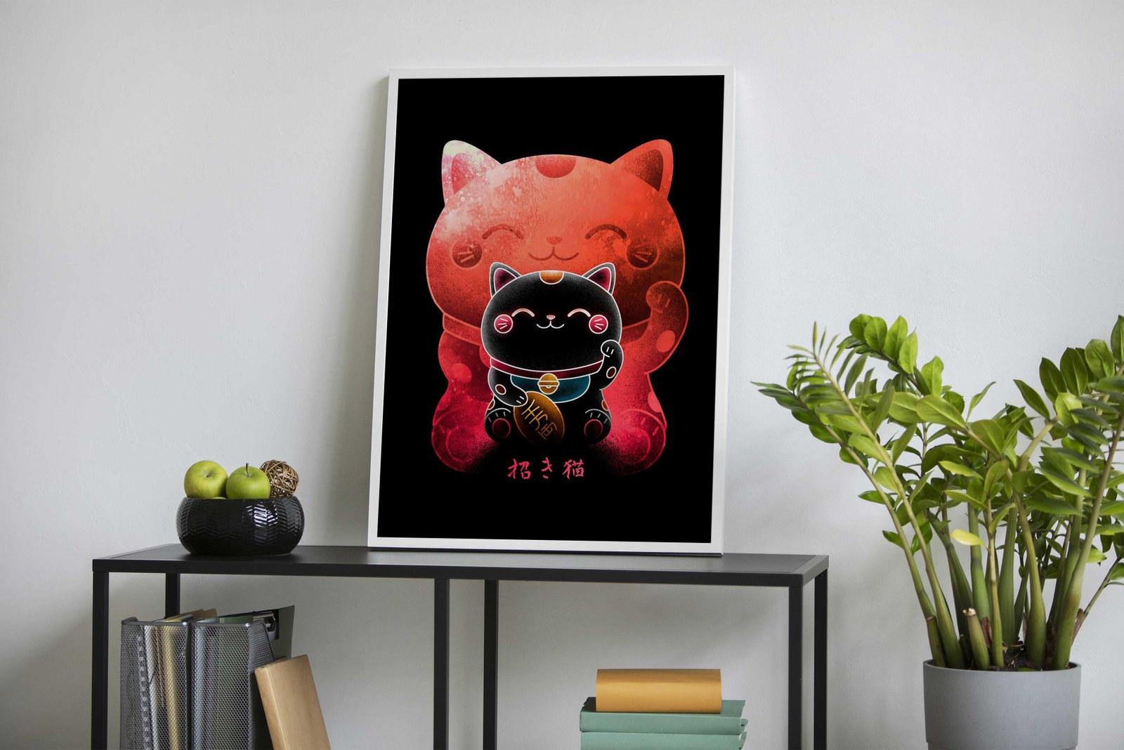Negative Maneki Neko Ramen Asian Style Pos ter | Wall Art for Home & Office | High-Quality Print - High-Quality Visual Display